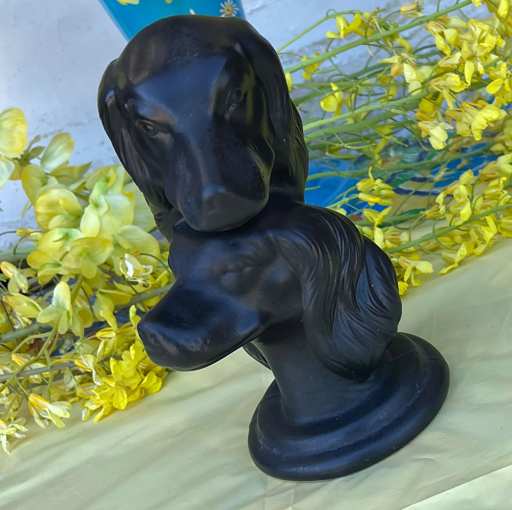 Double Dog Head Figurine