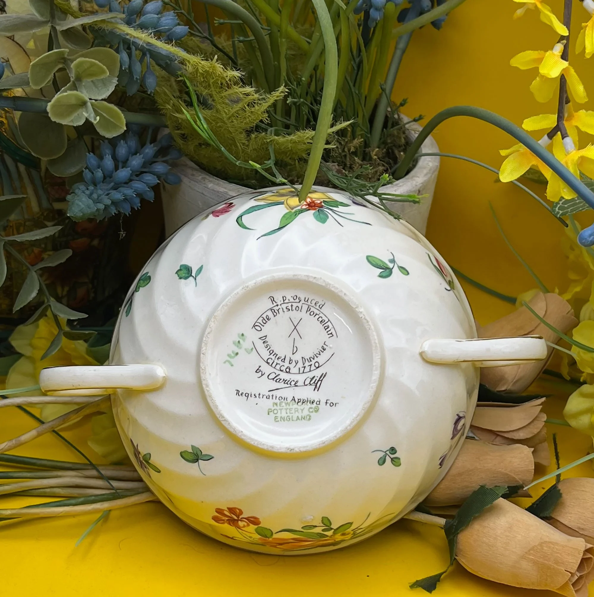 Porcelain Floral Two Handled Cup