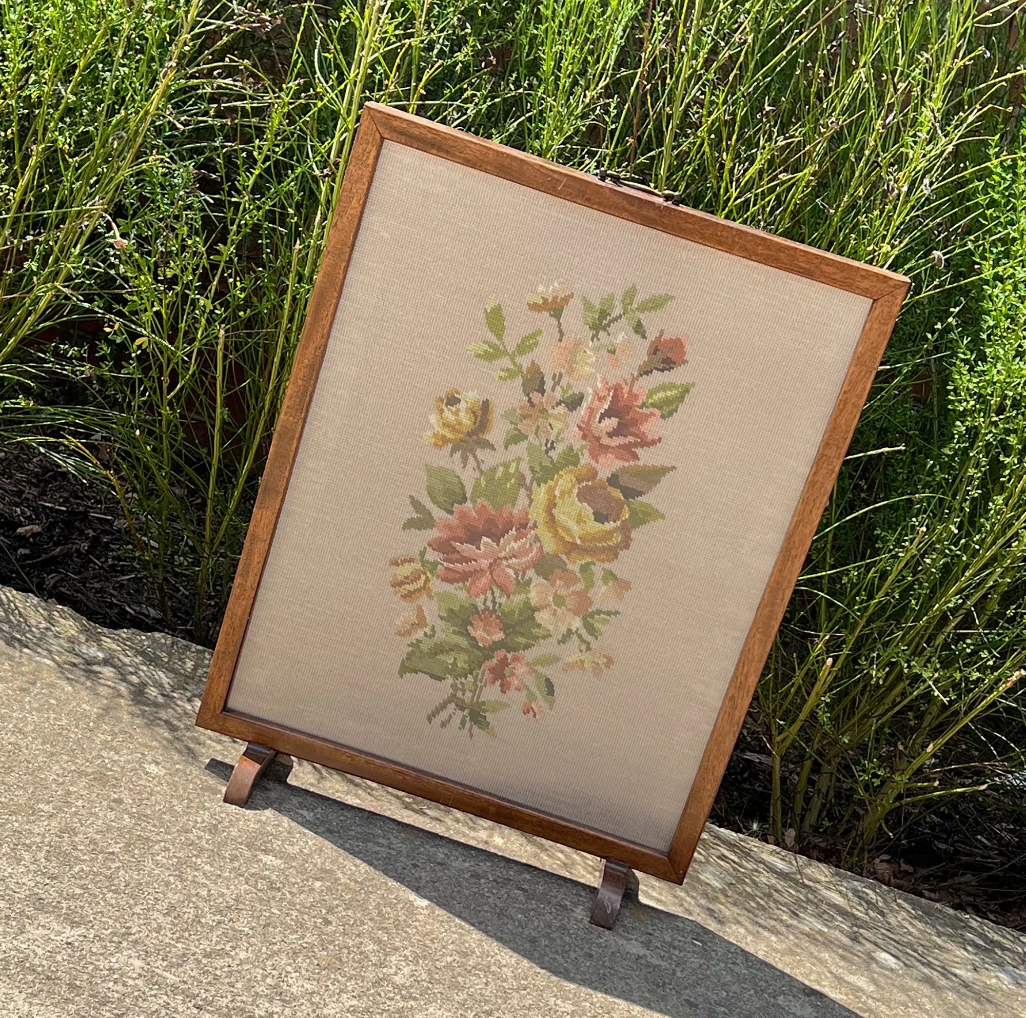 Embroidery fire screen