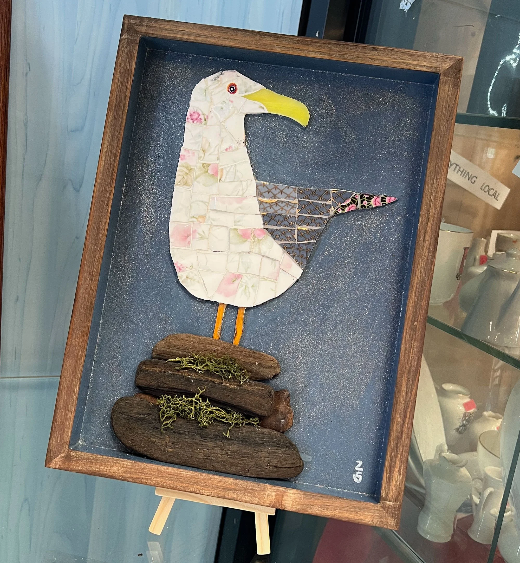 Vintage china and mixed media seagull