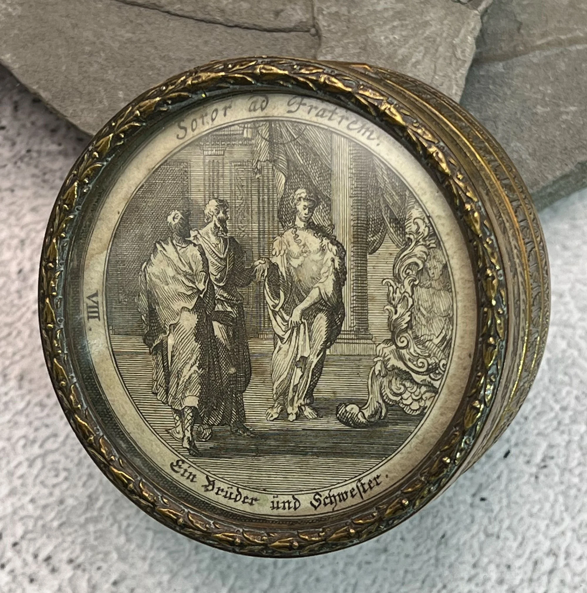 Antique, German gilt brass jewellery box