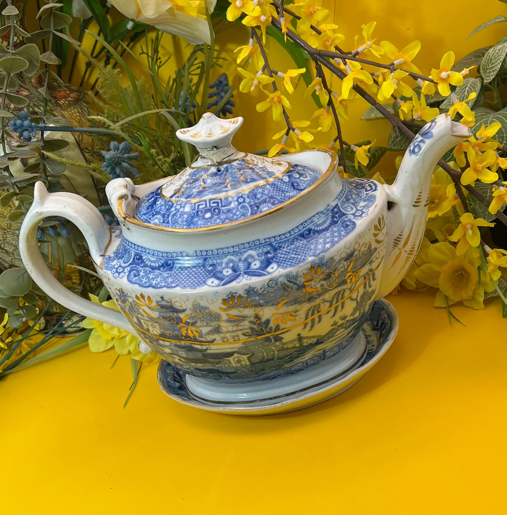 Antique, circa 1812 teapot and stand