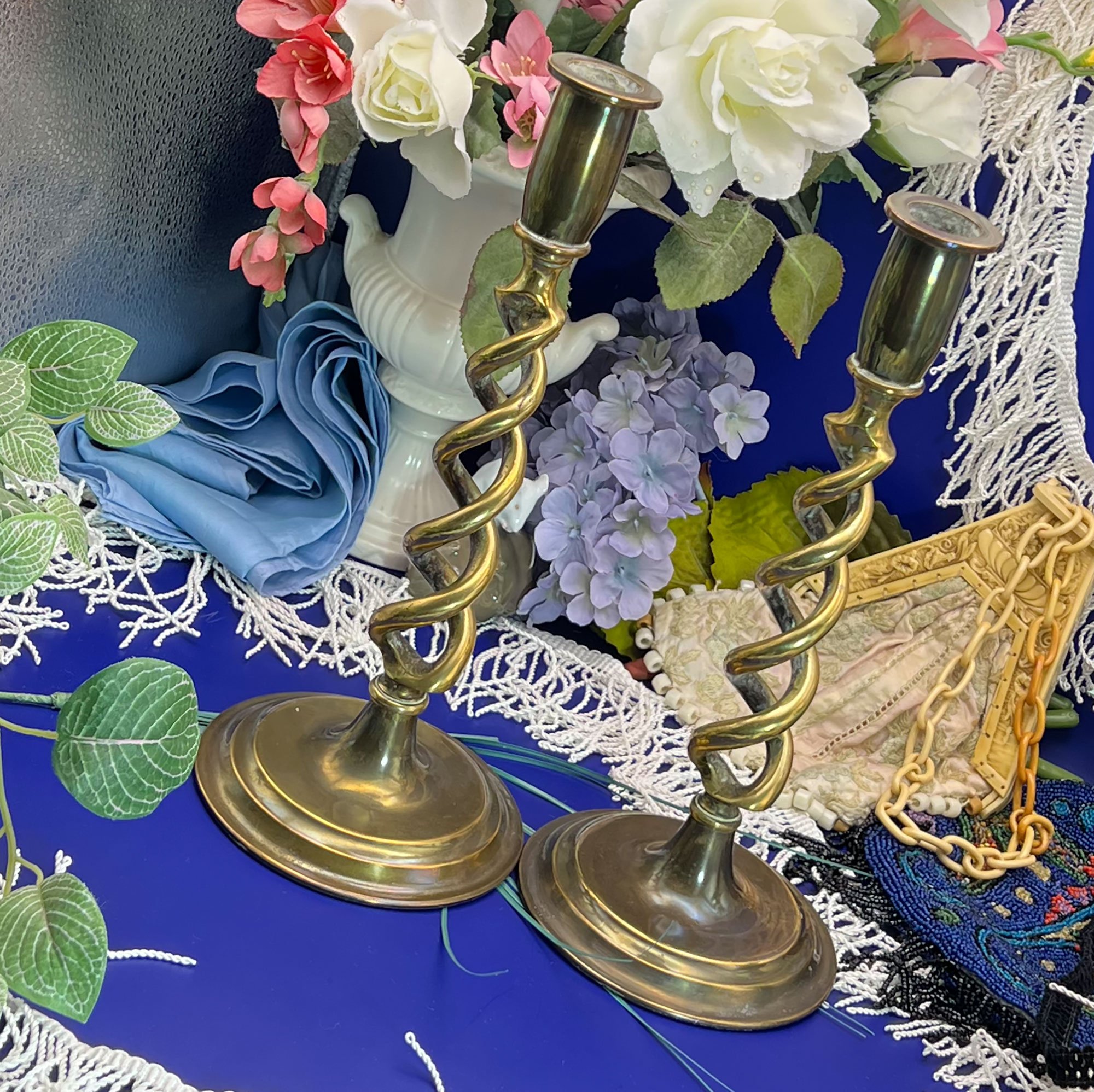 Pair Brass Barleytwist Candlesticks