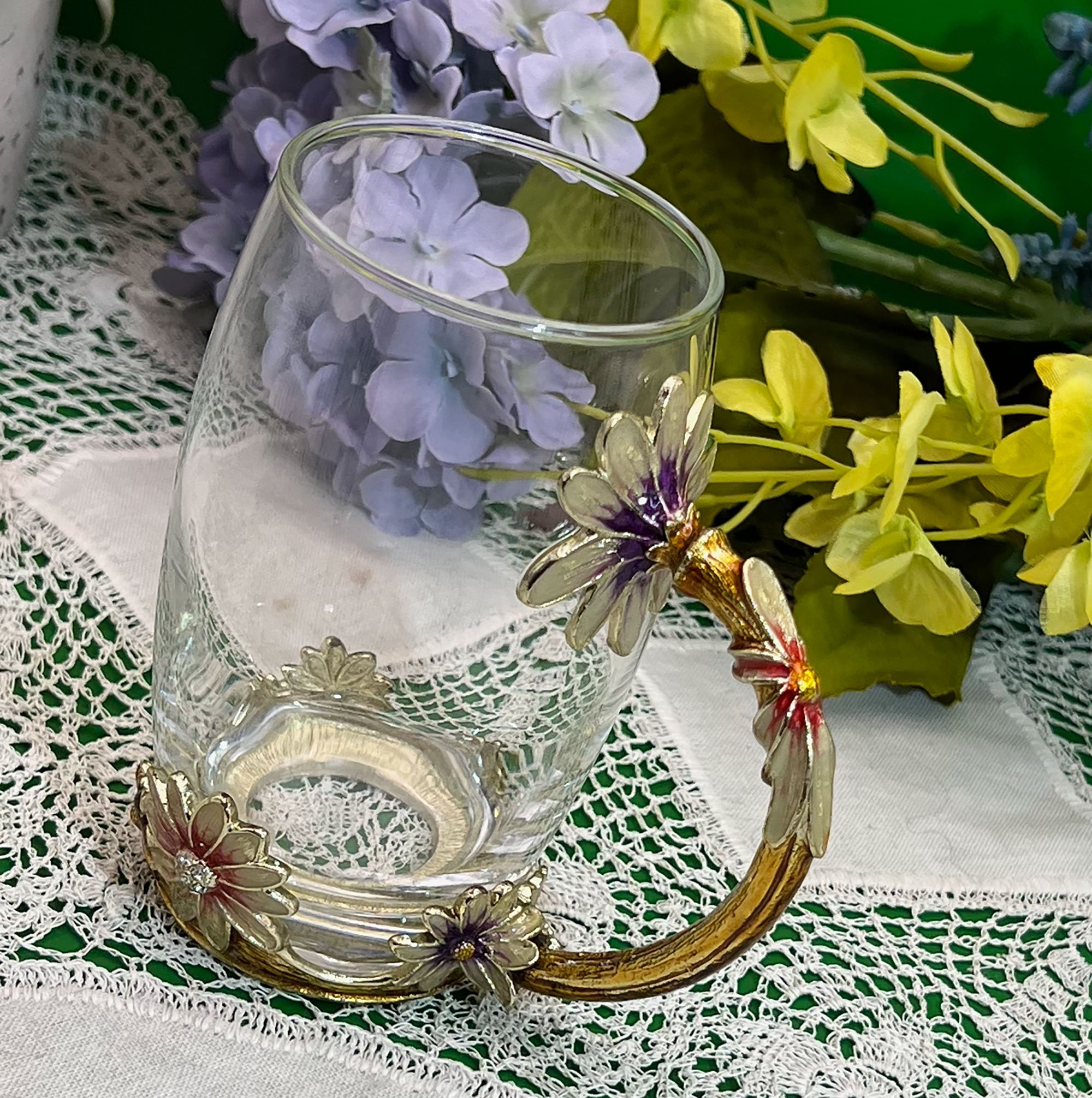 Ornate Glass And Metal Mug