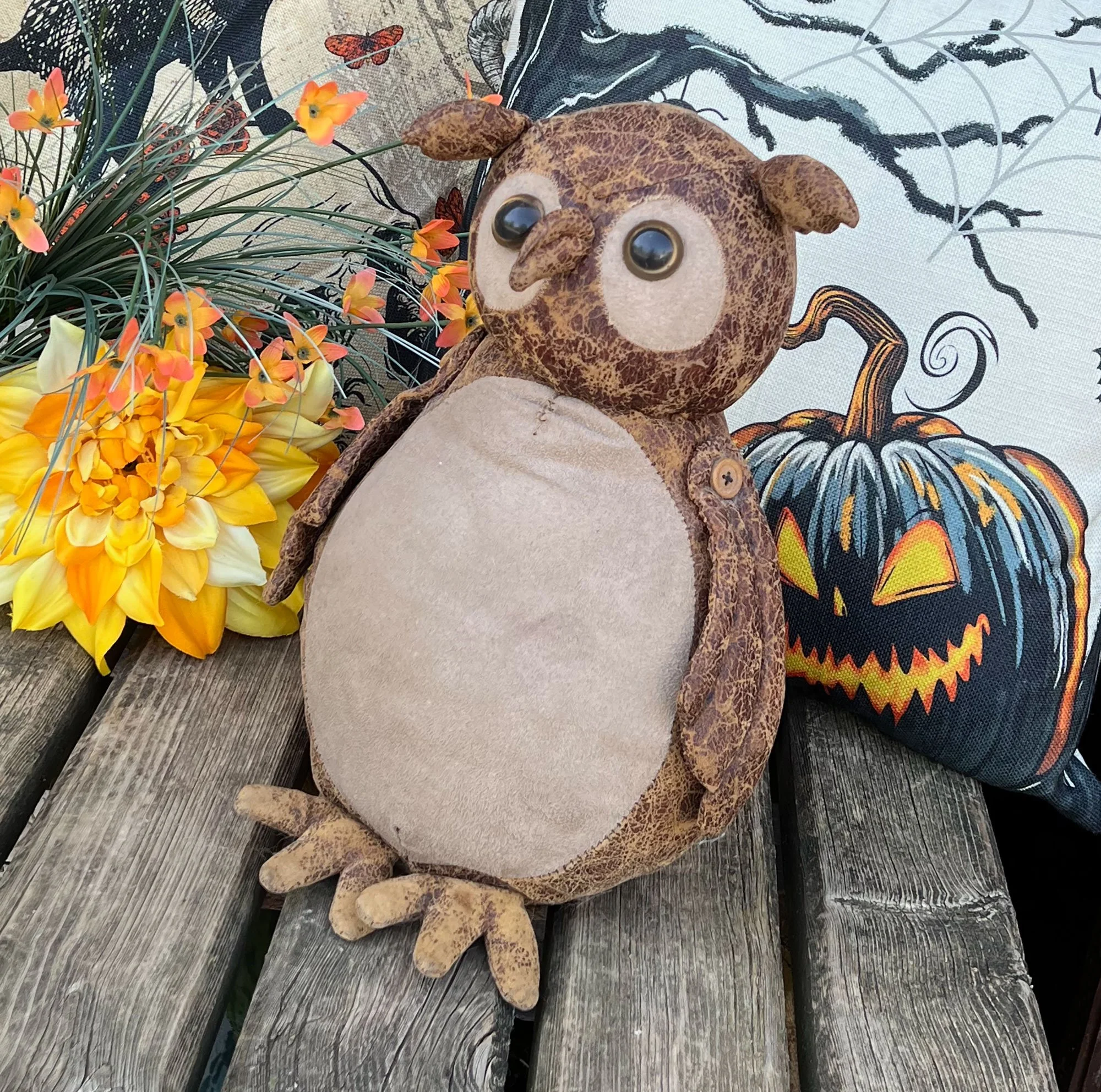 Leather owl doorstop
