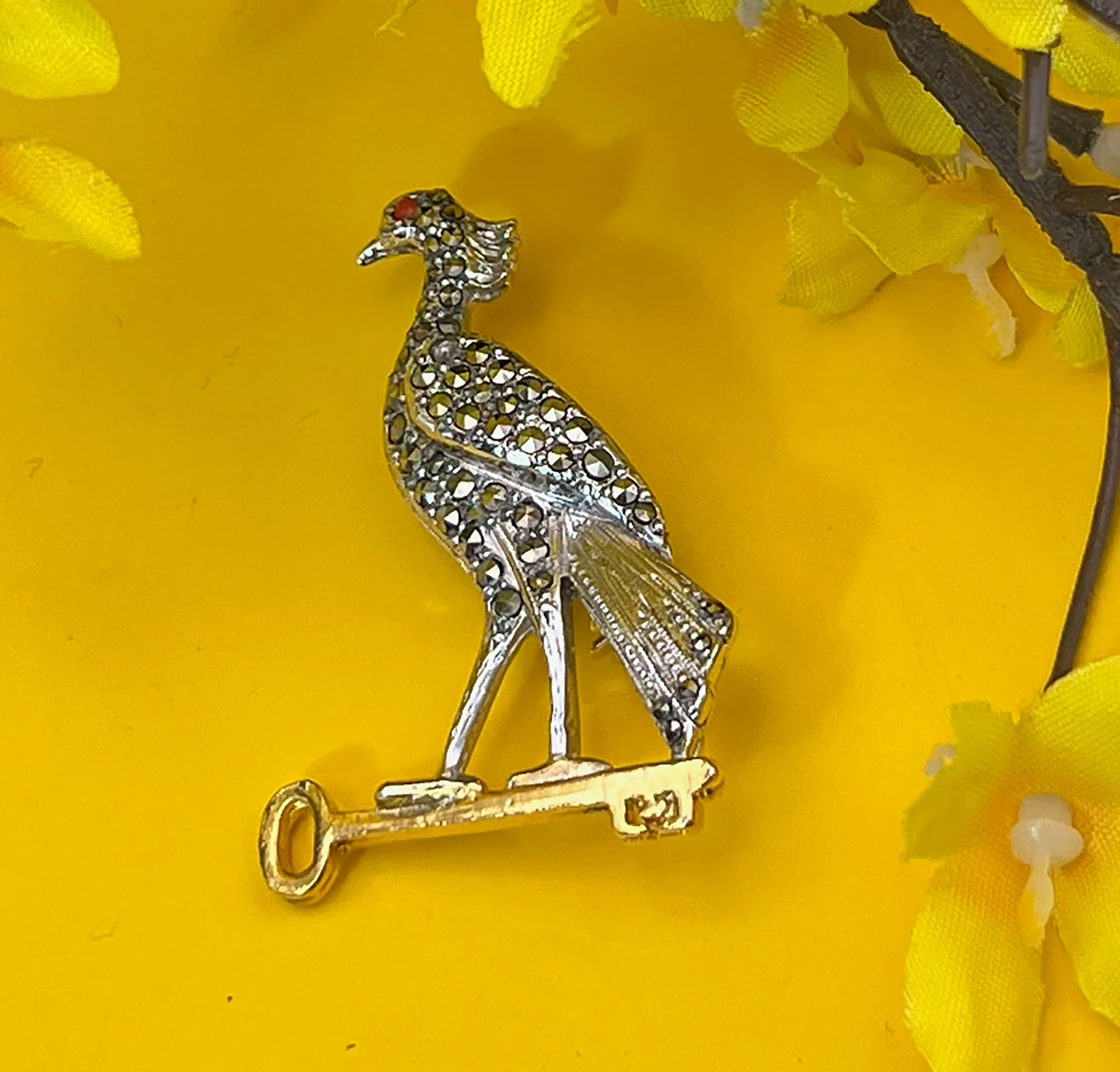 Marcasite Bird Brooch