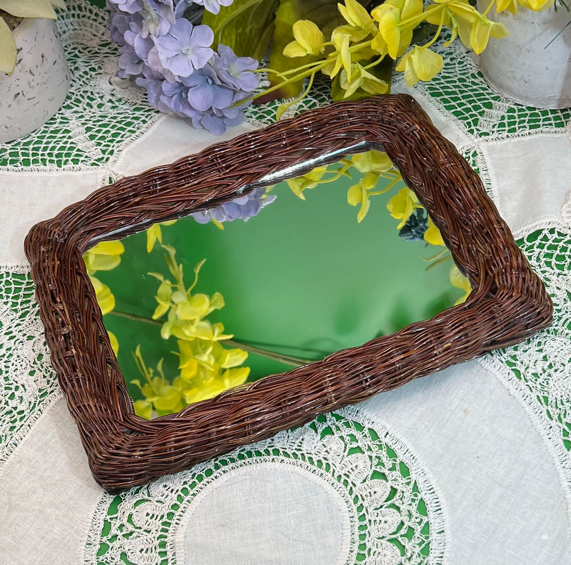 Wicker Framed Mirror