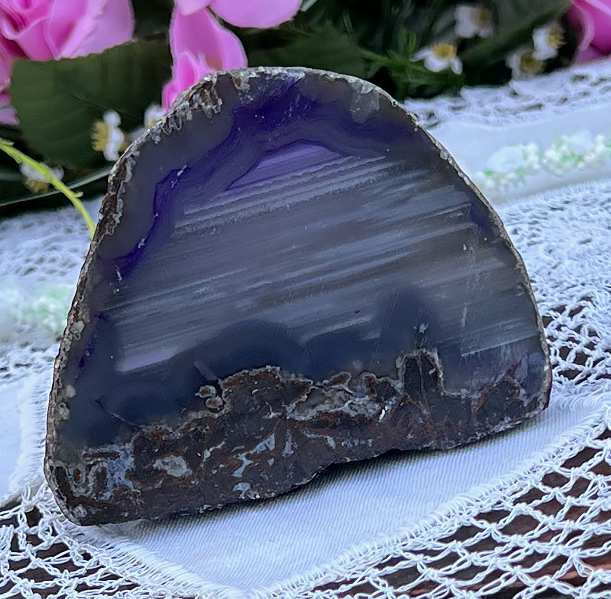 Polished mineral agate slice