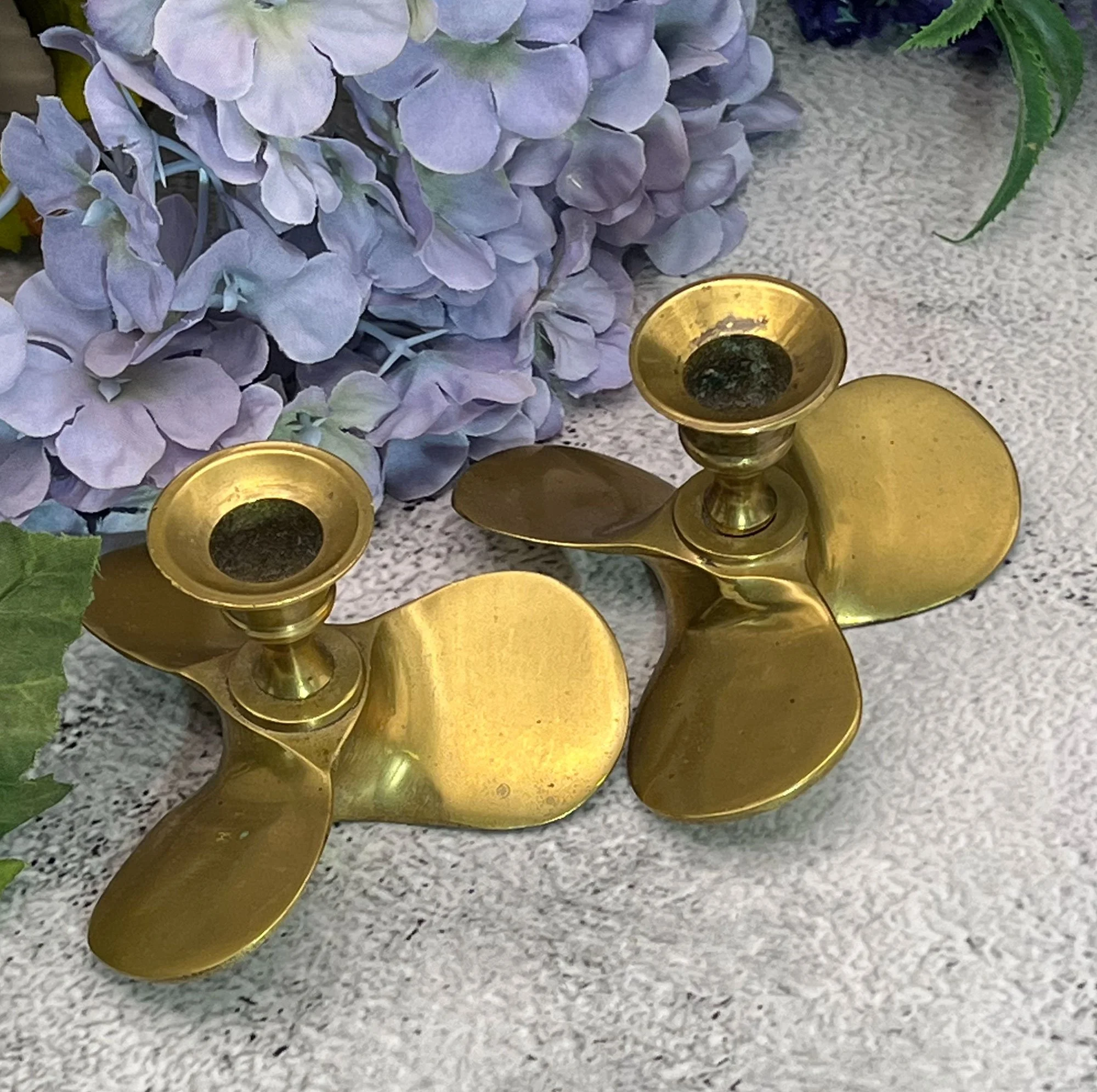 Brass Propeller Candlesticks
