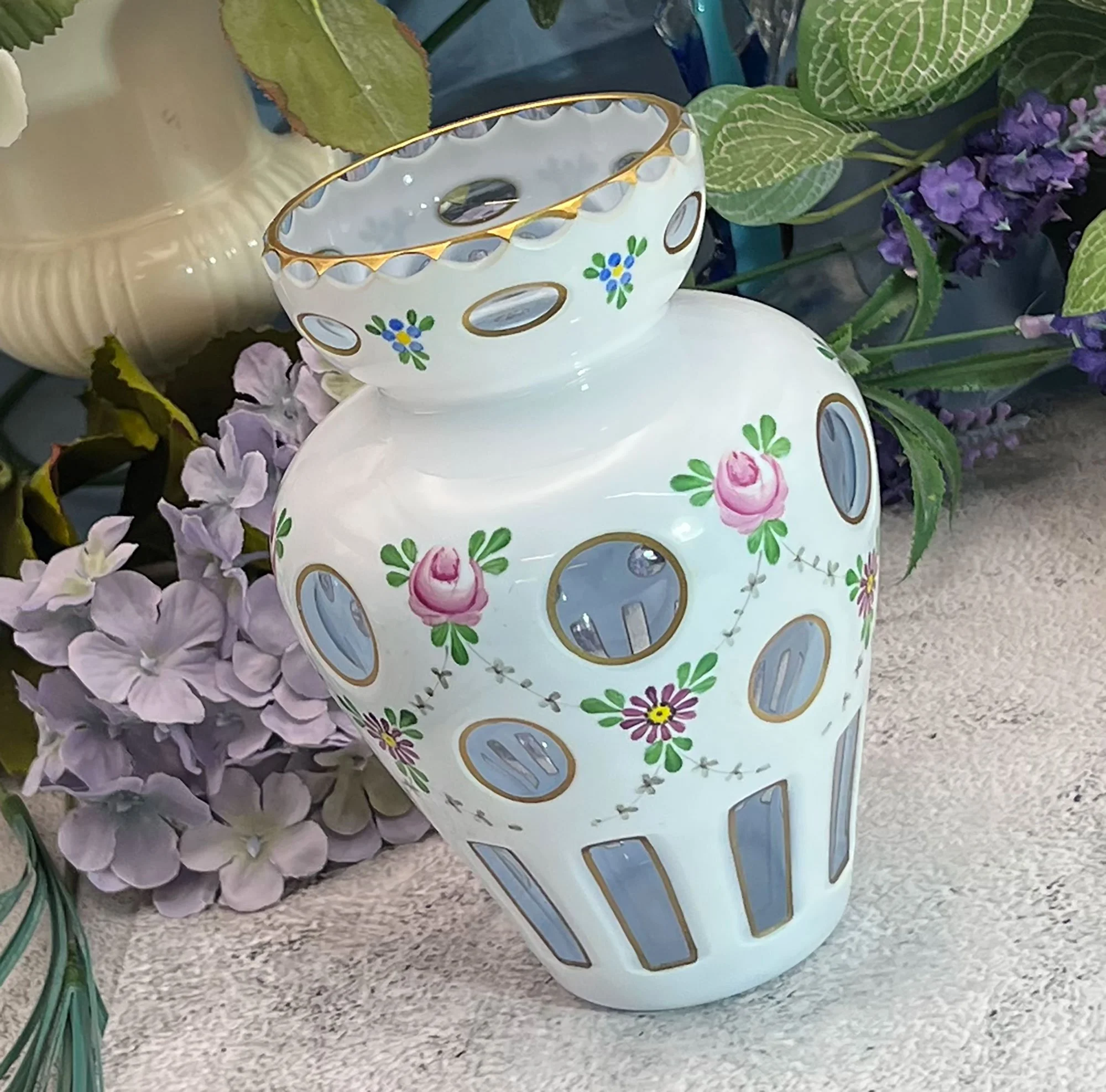 Bohemian Czech opaline glass vase