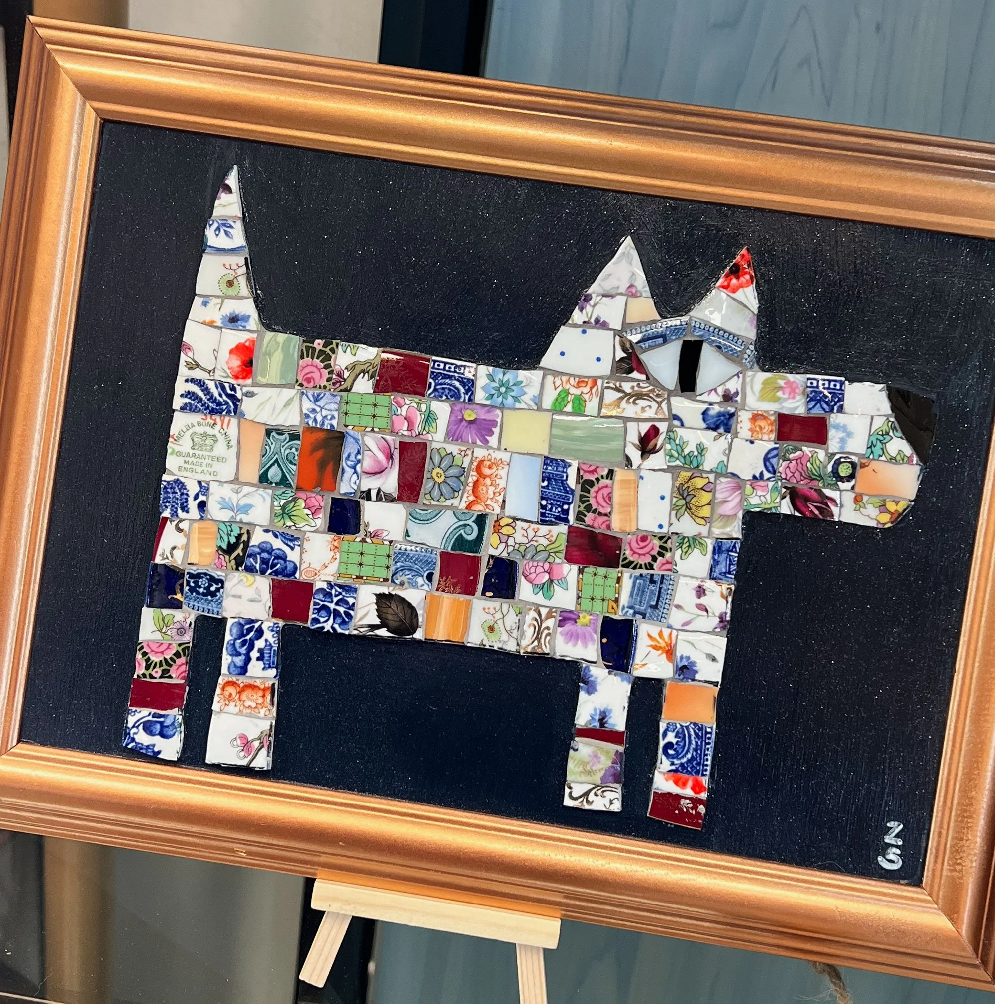 Vintage china mosaic dog