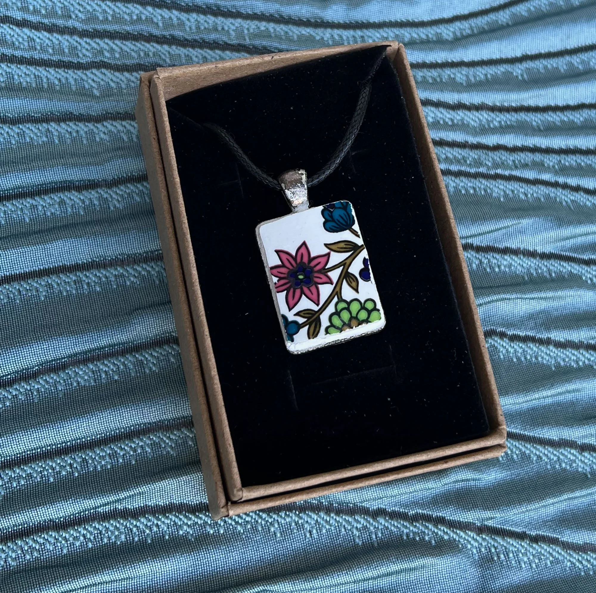 Handcrafted recycled china pendant