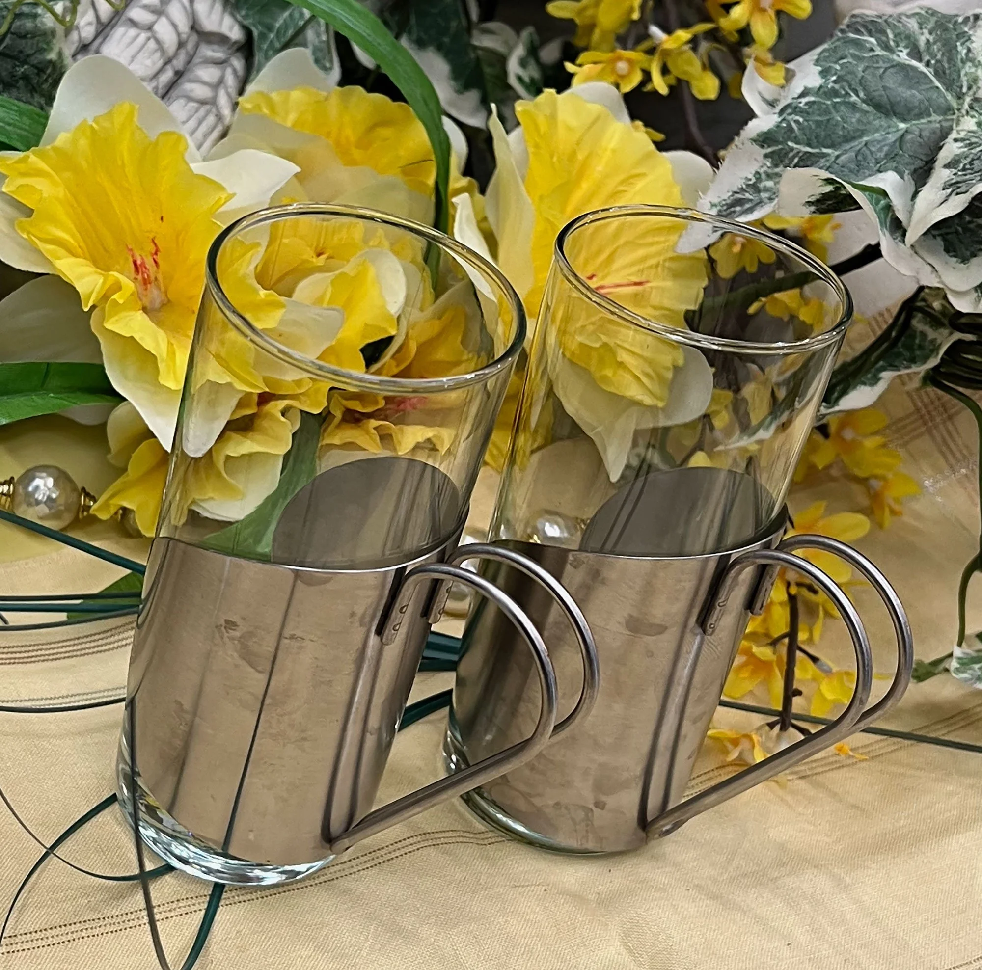 Glass Pair In Holders