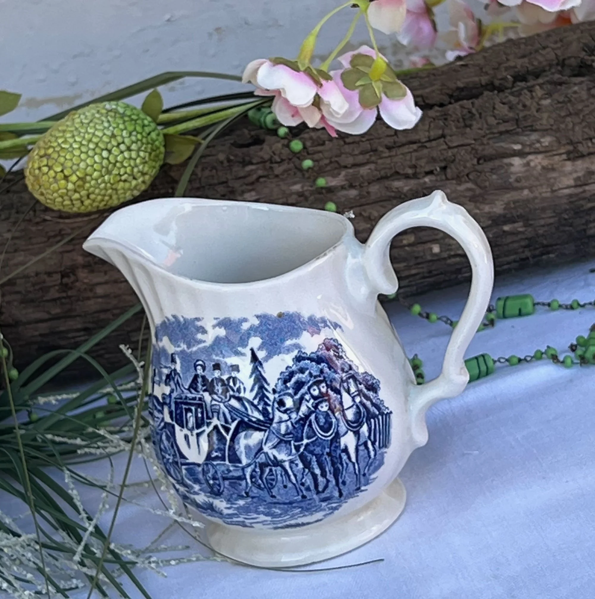 Myott blue and white china jug