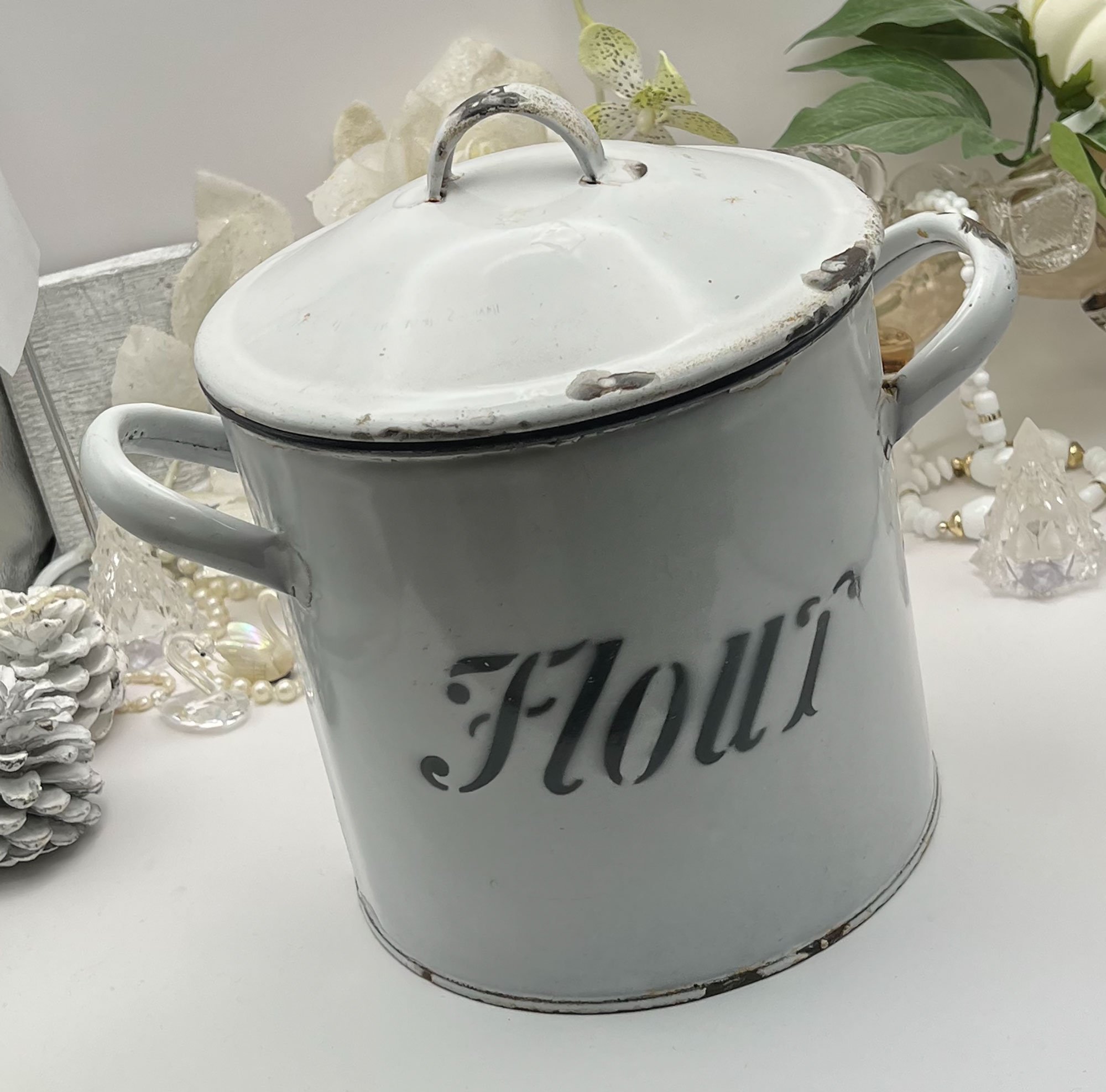 Vintage, enamel flour bin