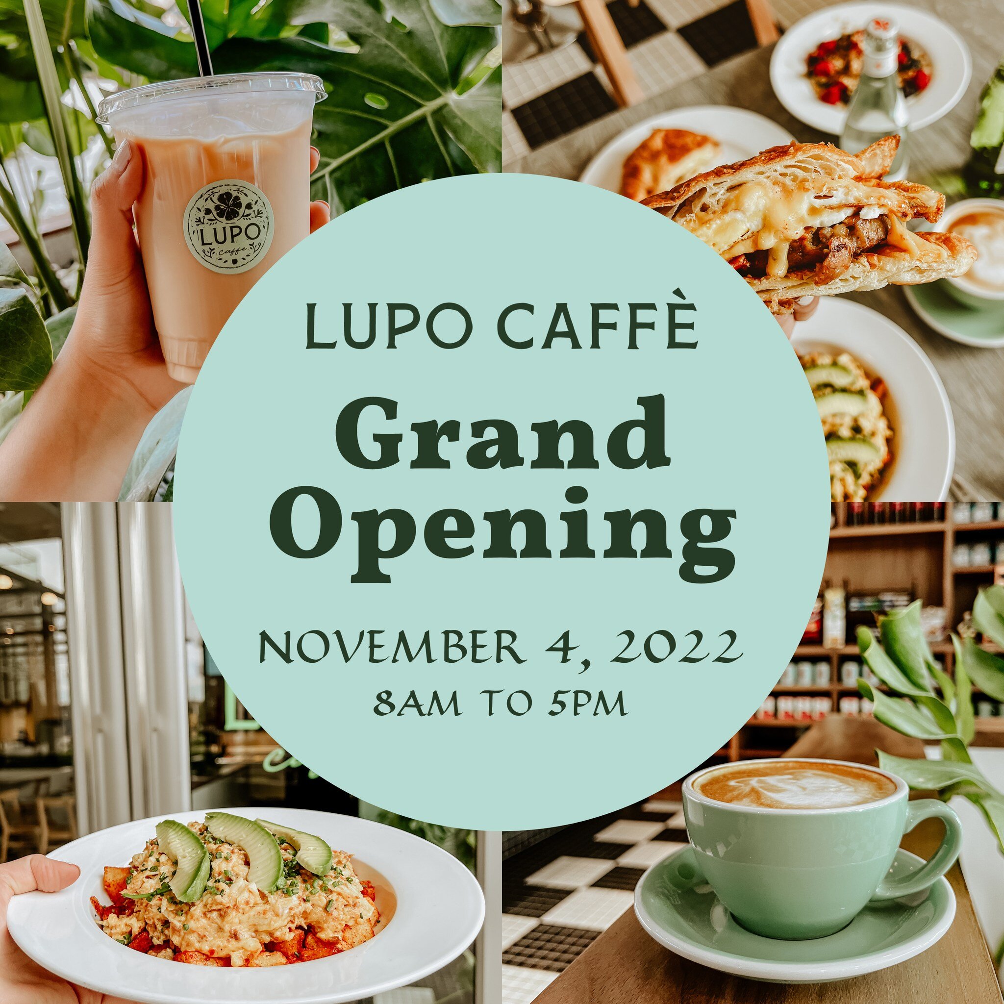 Join us one week from now for our Grand Opening! 

We are thrilled to be part of this community and excited to share some delicious food with you. Visit us on November 4th from 8am to 5pm! Can't wait to see you there!🍀☕