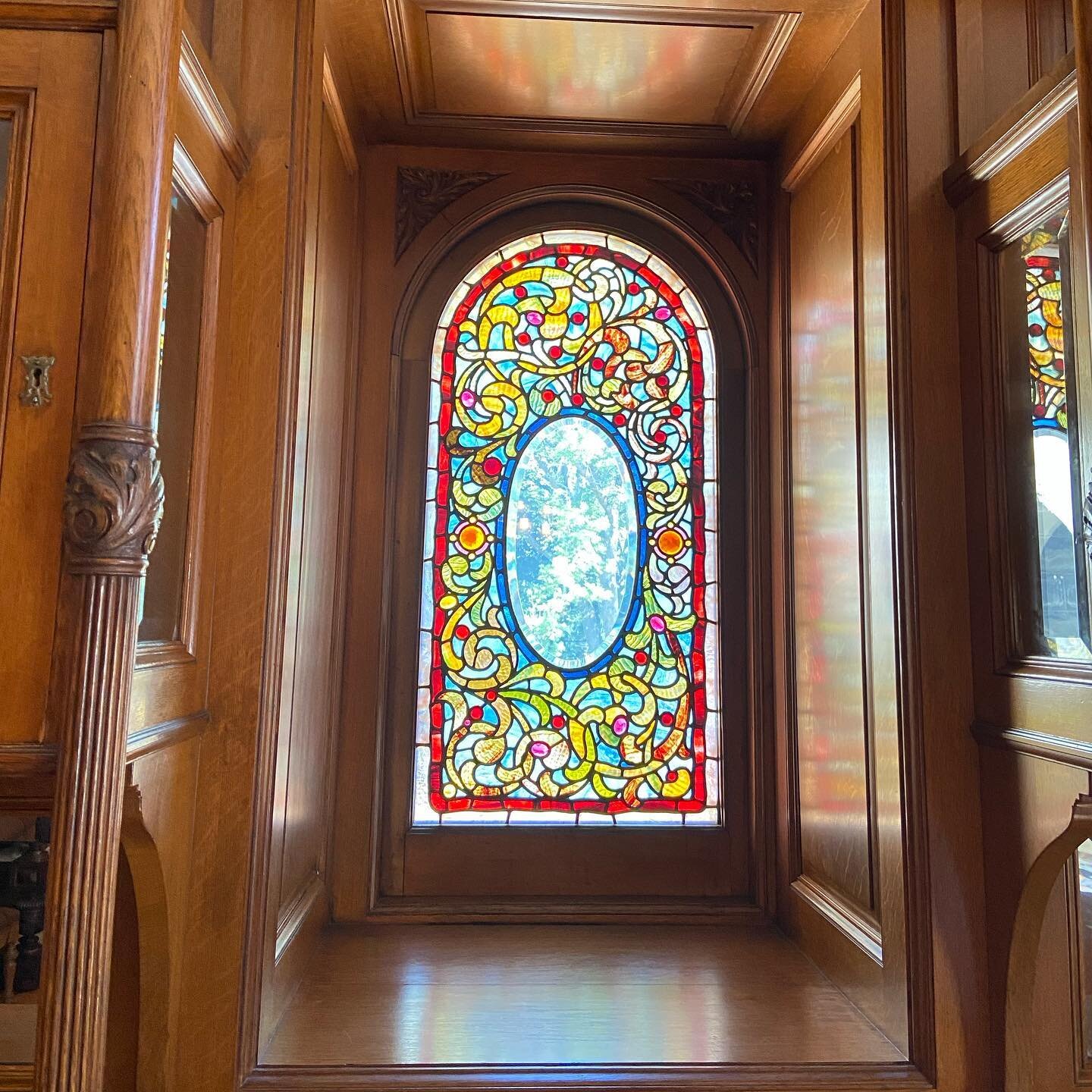 Stained and leaded glass at Craigdarroch Castle, built 1887-1890. 32 of the 47 original art glass windows are still in place. It&rsquo;s an extraordinary collection: &ldquo;All of the windows contain complex glass cuts and are assembled in unusually 