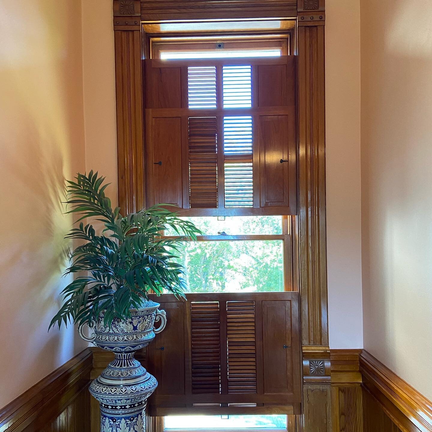 Unique shutters used at Craigdarroch Castle. 

Used throughout the house in various rooms as pictured - the last 3 images are off the newly installed reproduction shutters in the pantry: interior view, a close up of the multiple tracks for the shutte