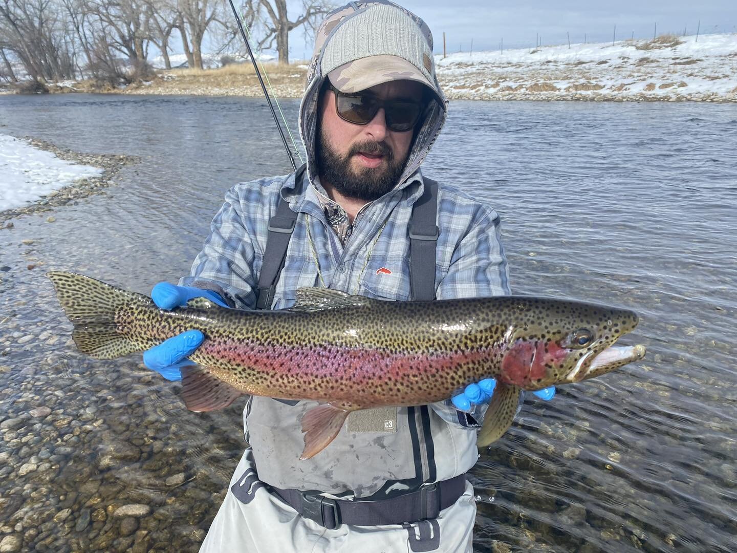 John and crew came and stayed with us and got a trip in before the storm hit. Looks like it was worth it!! #threemilelodge #winterflyfishing #bighornrivermontana
