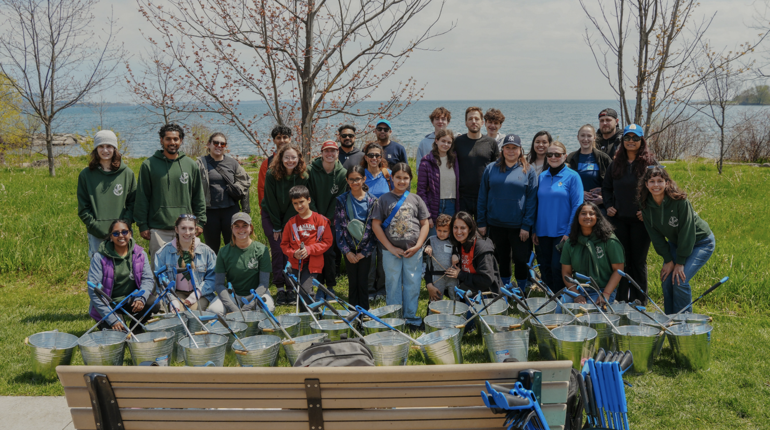 The AGF summer staff and volunteers getting ready to start a cleanup at Humber Bay Shores Park, Toronto on May 9th, 2026.