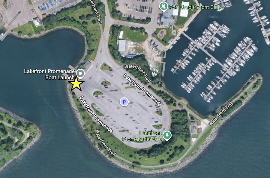 Lakefront Promenade Park Map with meeting location marked by a yellow star.