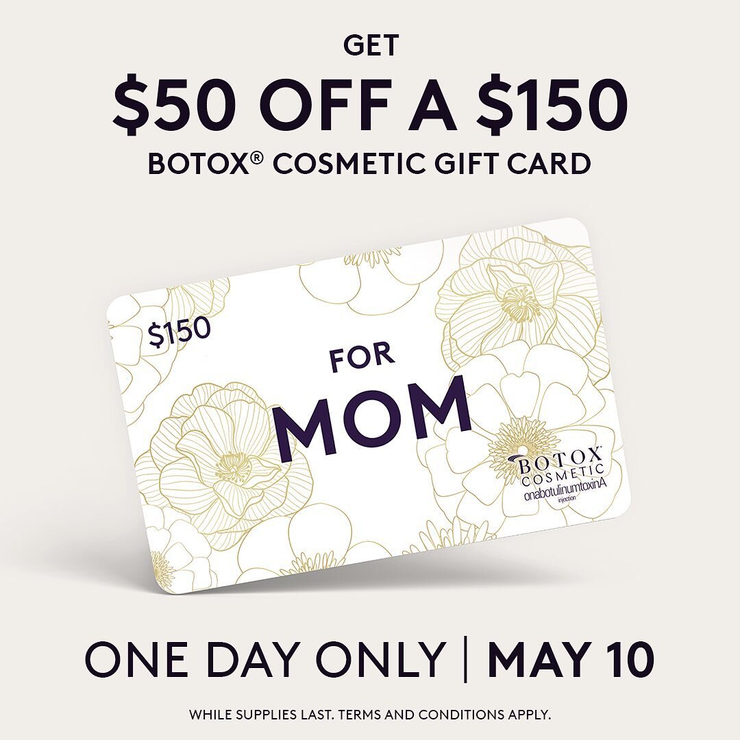 You could choose flowers, or you could gift Mom a $150 BOTOX&reg; Cosmetic Mother's Day gift card for $100. She gets treated, you save $50. Available ONE DAY ONLY. Click the #linkinbio to join Allē and get this exclusive offer! 💐

#BotoxCosmetic

📍
