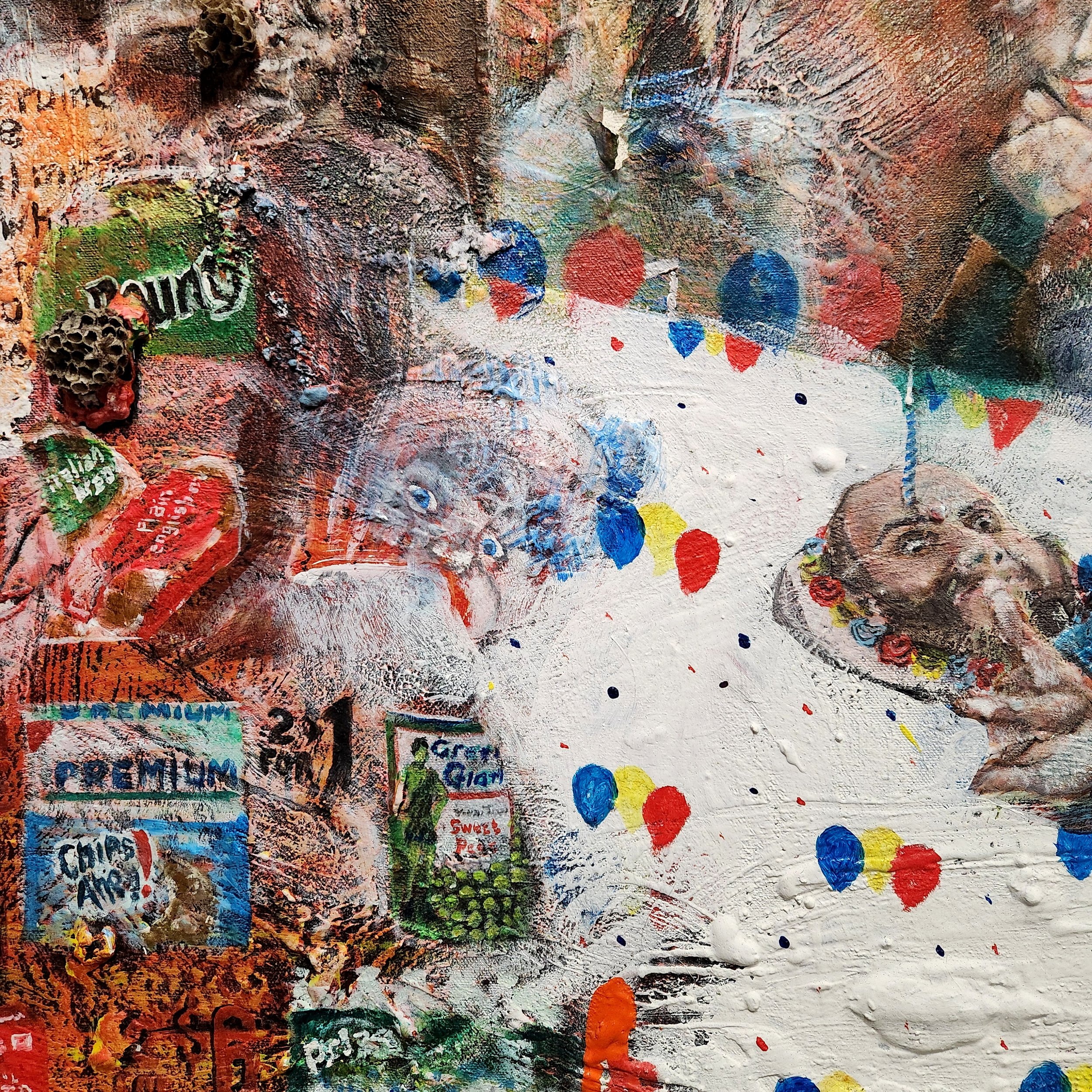Pathologies II (detail), mixed media on canvas