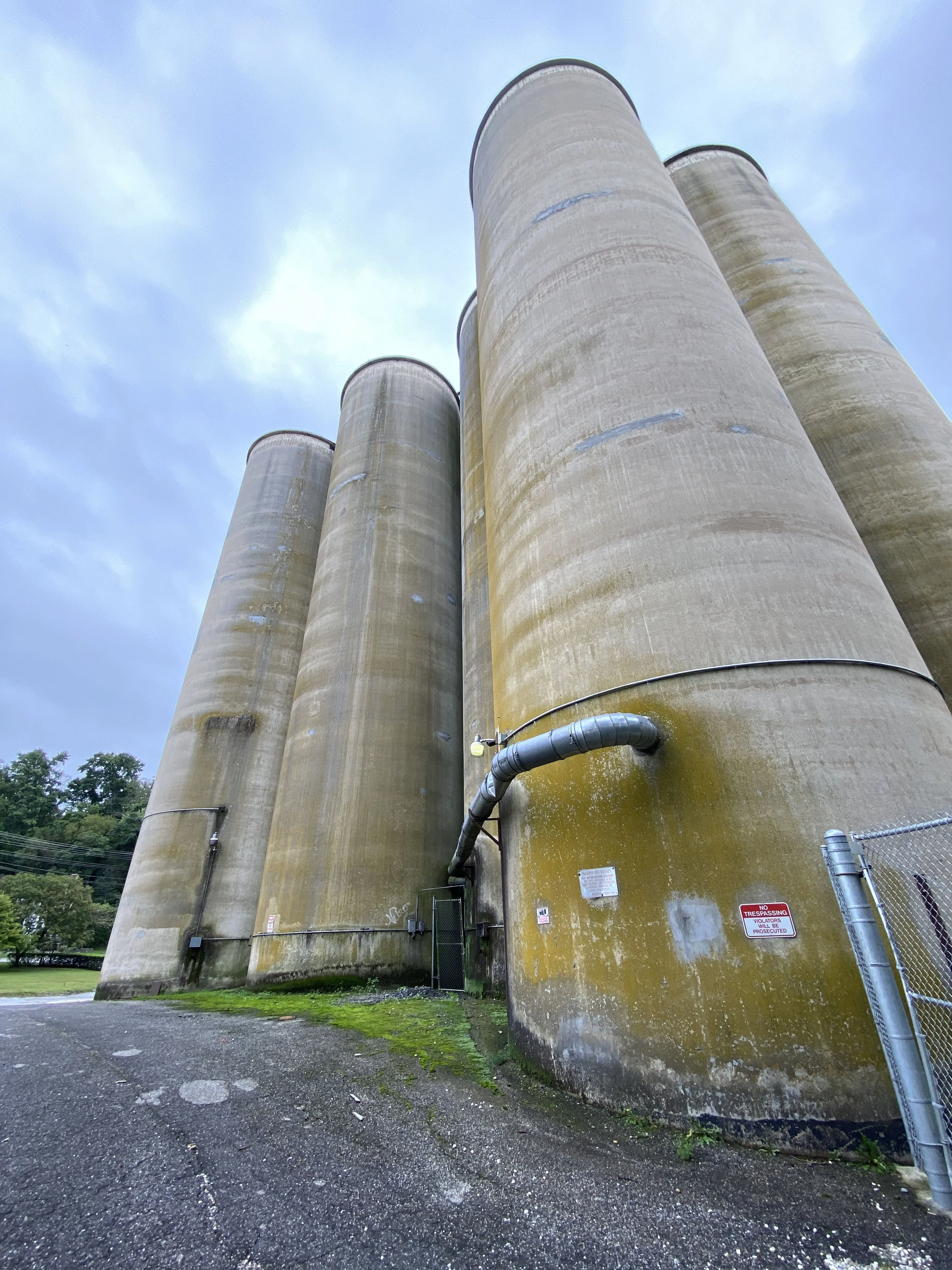 Existing conditions view of the silos looking southerly from the northern portion of the property