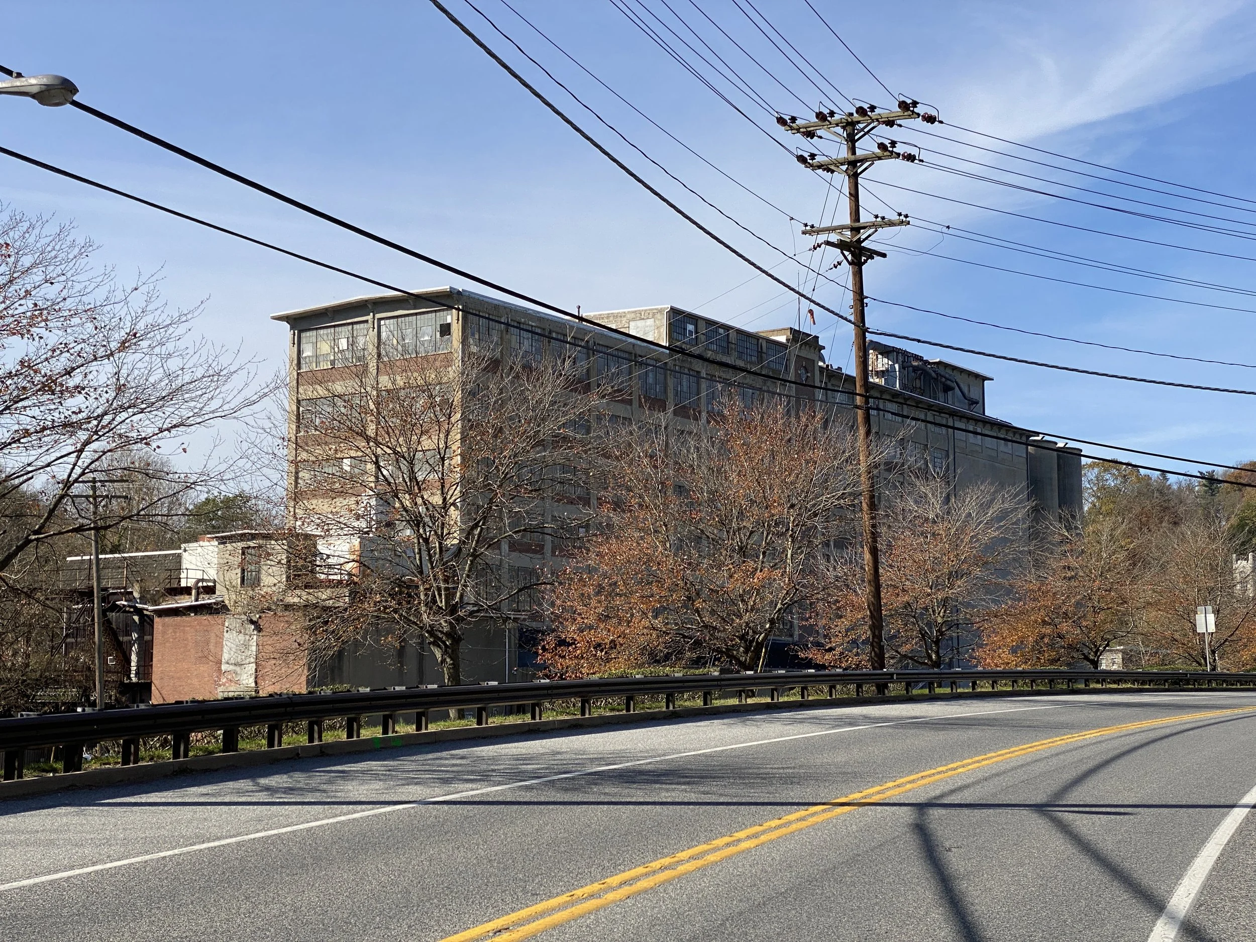 View of the existing property looking northwesterly from Frederick Road