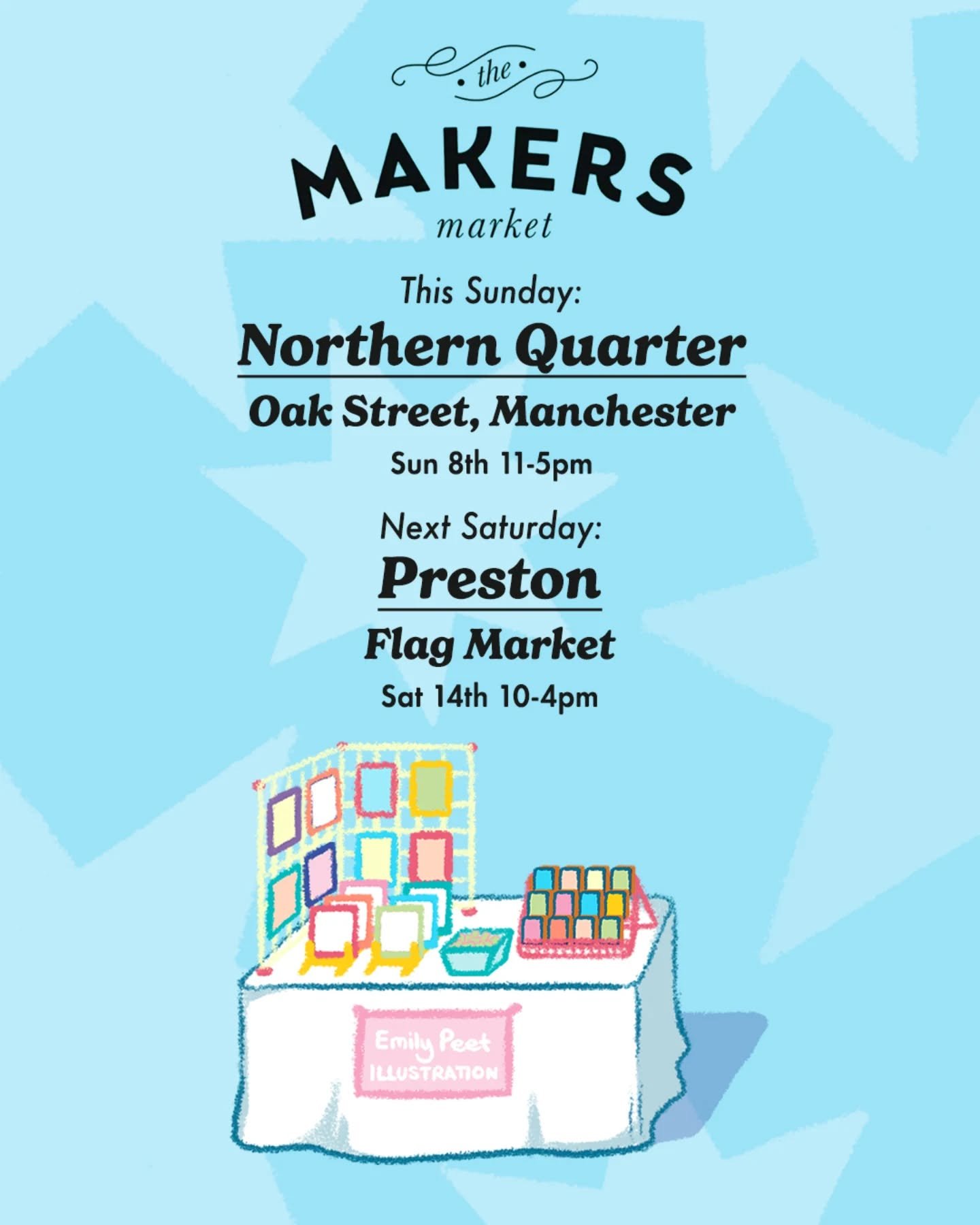 Lots more lovely markets coming up soon! ✨️

I'm back again for my favourites in Manchester, NQ, this Sunday and Preston Flag Market next Saturday 💗

If you're out and about, make sure not to miss these markets.

I'd love it if you popped by to say 