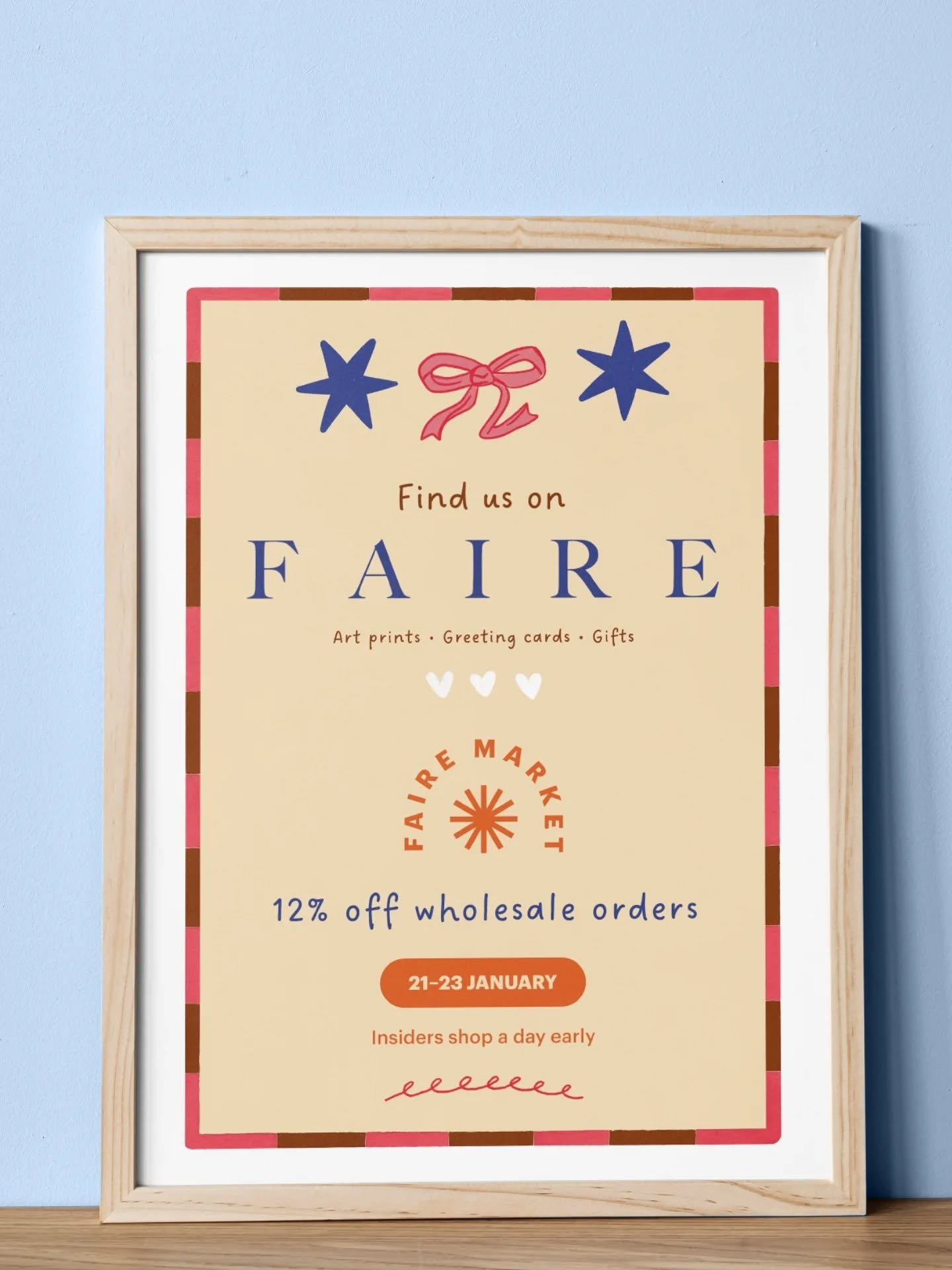 Your reminder that Faire Market ends tomorrow! 🤍

A selection of my colourful art prints, greeting cards, stickers &amp; gifts are available to shop wholesale ✏️

I'm aiming to add more new designs and products over the next couple of months, so I'd
