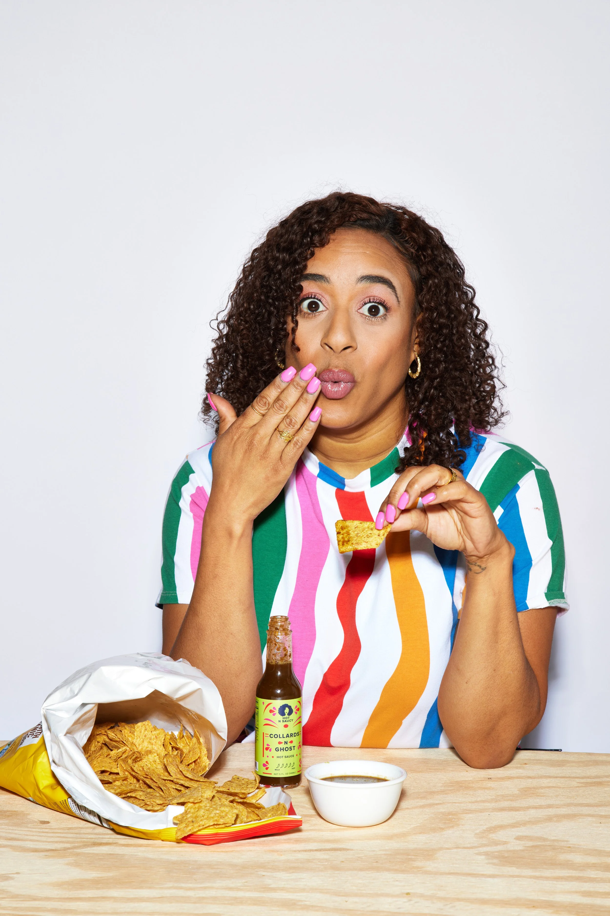  Lifestyle photography woman eating snack food CPG brand social media content 