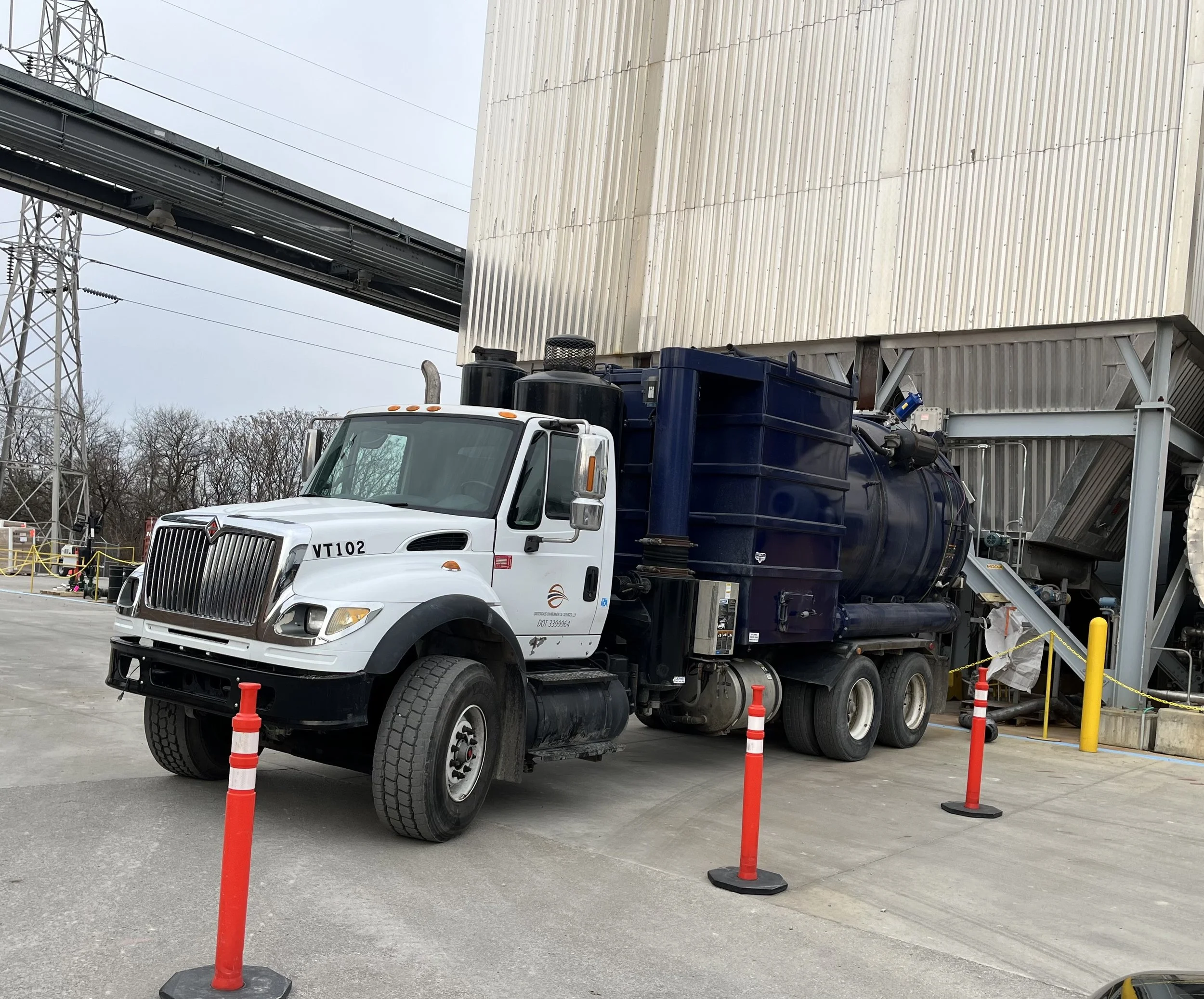 A high velocity vacuum truck.