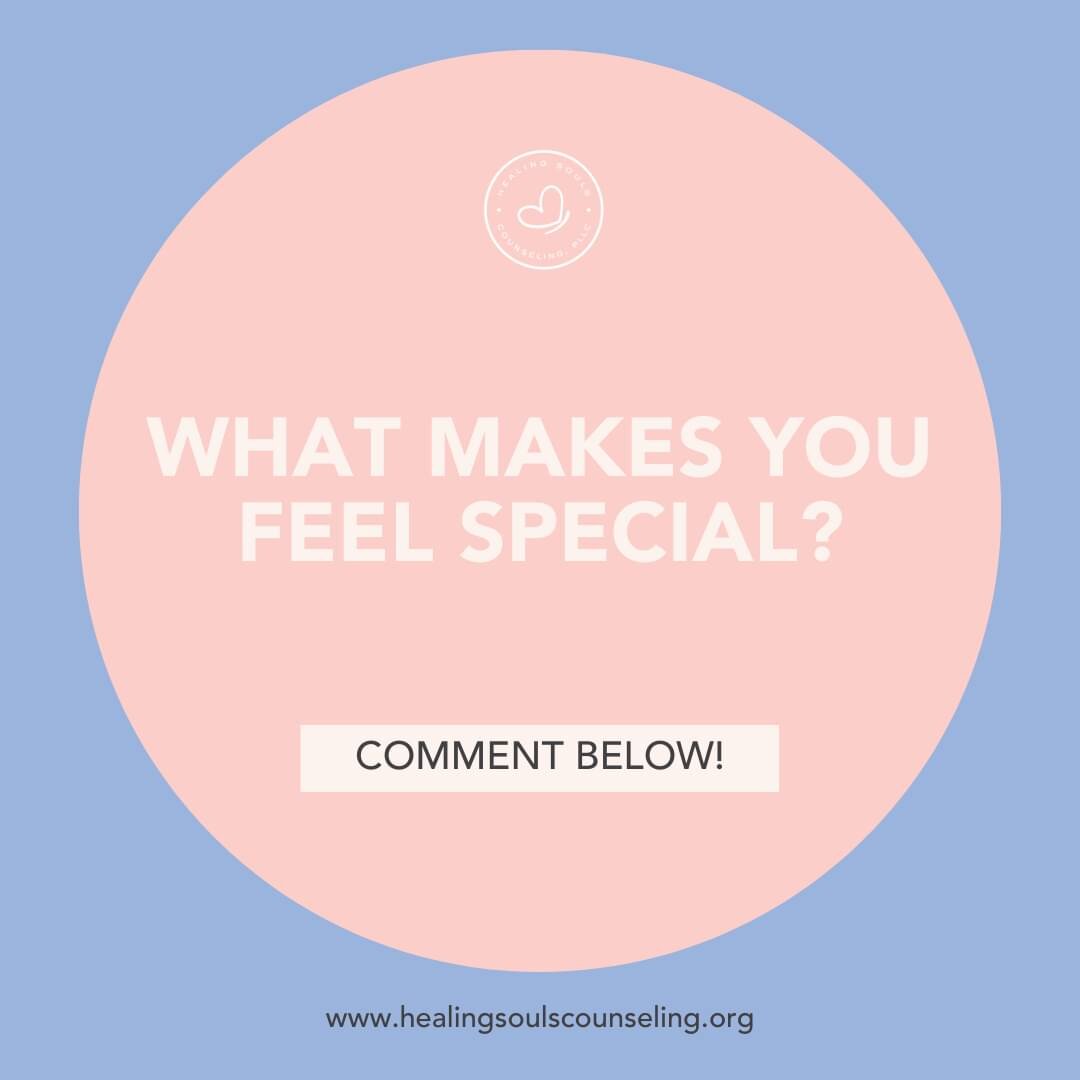 What makes you feel special? 

#HealingSoulsCounseling #counseling #therapistsofinstagram #instatherapist #mentalhealth #mentalhealthtips #mentalhealthawareness #mentalhealthmatters #watherapist #washingtontherapist #washingtontherapy #watherapy #sno