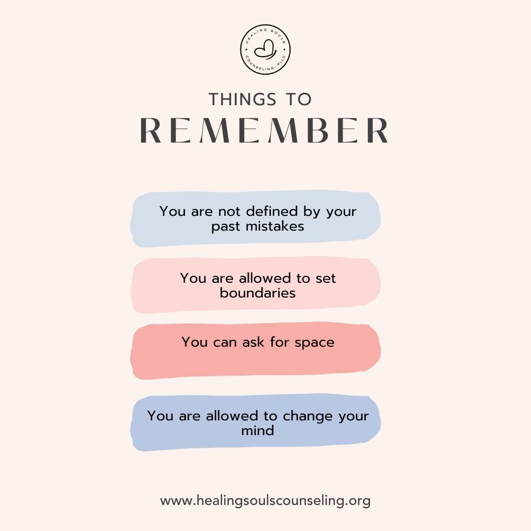 Here are some reminders! 

#HealingSoulsCounseling #counseling #therapistsofinstagram #instatherapist #mentalhealth #mentalhealthtips #mentalhealthawareness #mentalhealthmatters #mentalhealthreminders #watherapist #washingtontherapist #washingtonther