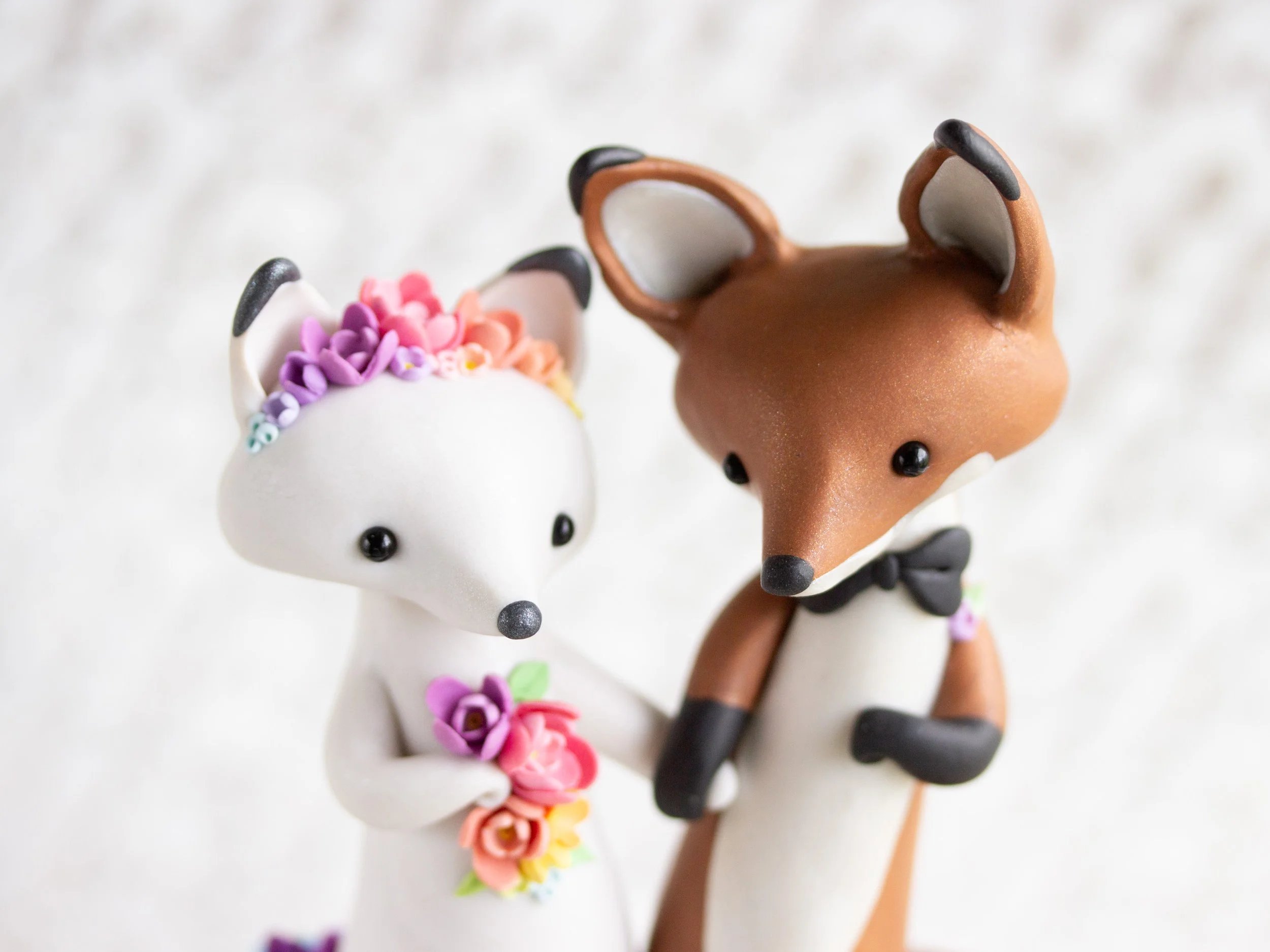 Arctic Fox and Red Fox Wedding Cake Topper