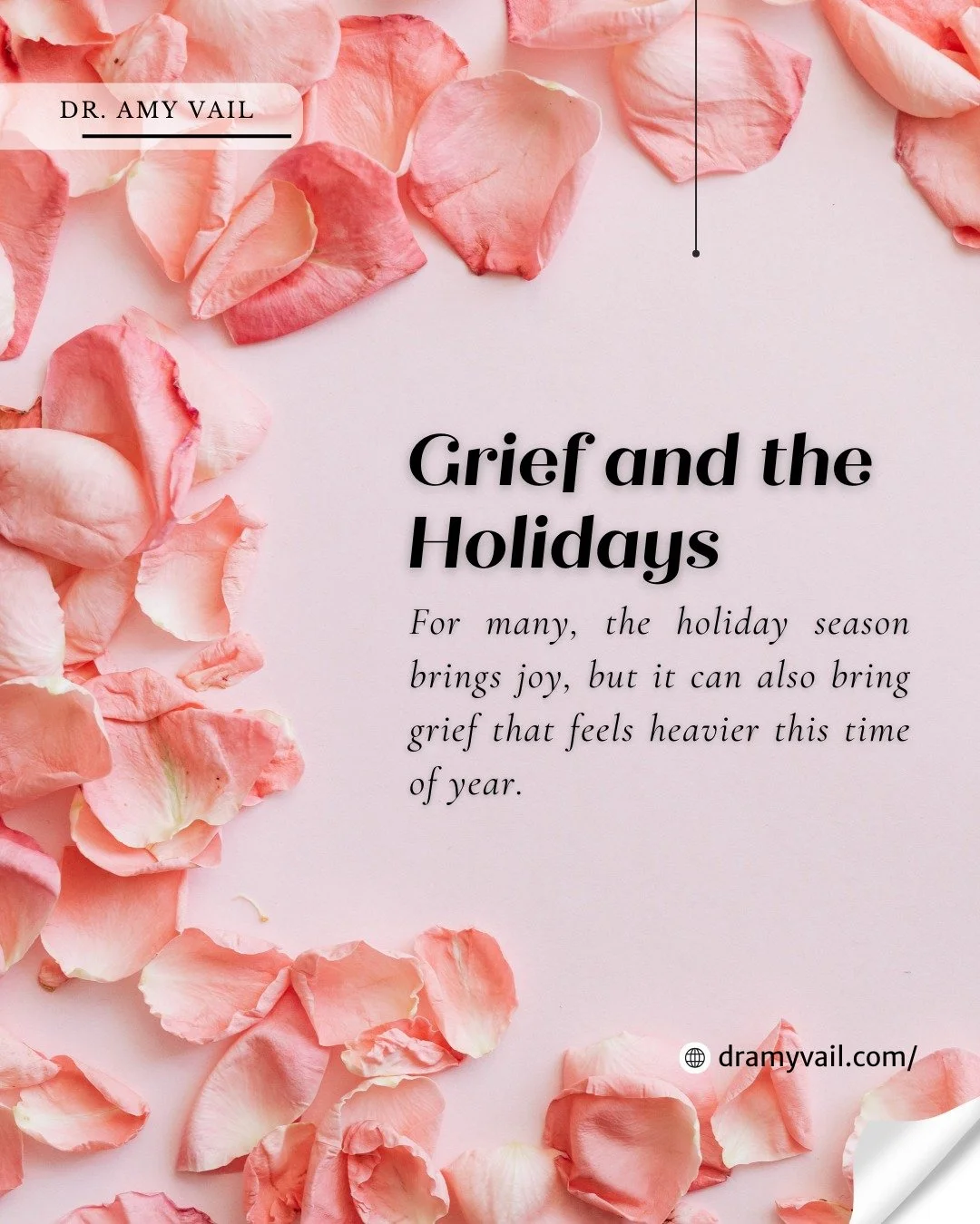 The holidays bring both joy and grief. Empty chairs, changing traditions, and the pressure to be cheerful bring up big feelings and loss more apparent.

Grief is evidence of love. Your feelings are valid. Honor your heart, take care of yourself, and 
