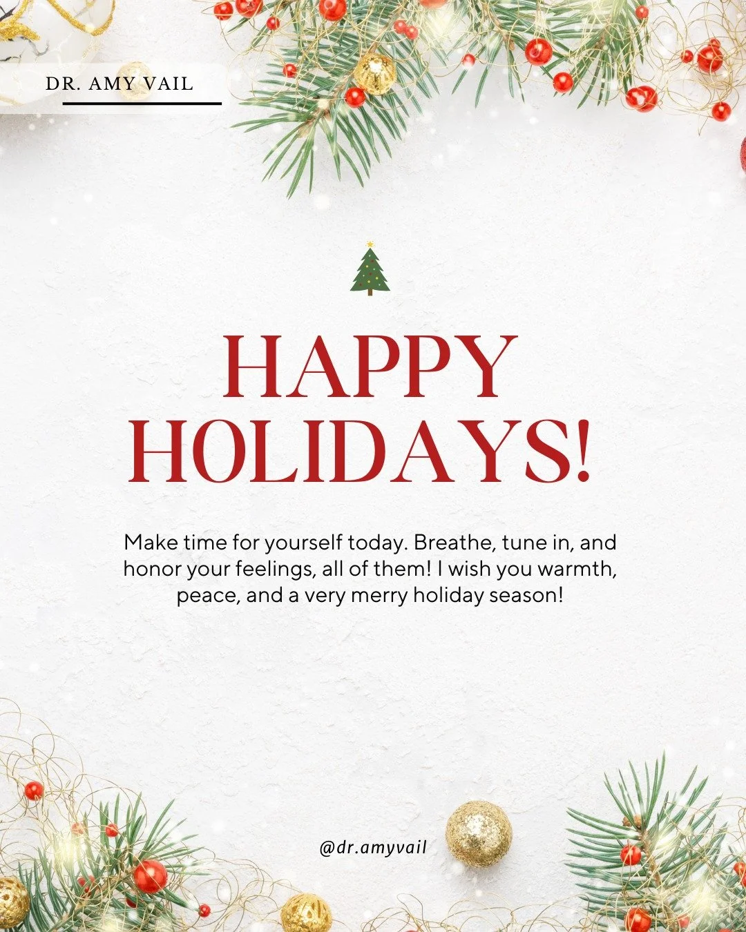 I wish you peace, warmth, and a very merry holiday season care. Make time for yourself, honor your feelings, and know you are supported.🎄

#happyholidays #mentalhealthmatters #selfcare #gentlesupport #holidaywellness #mindfulmoments #therapy #emotio