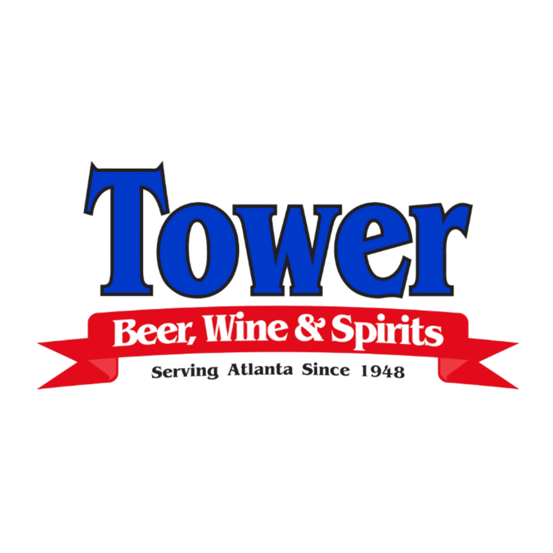 Logo for Tower Beer, Wine & Spirits with a red ribbon banner and the establishment year 'Since 1948'.
