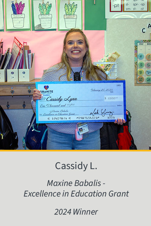 Cassidy L. Maxine Babalis - Excellence in Education Grant 2024 Winner