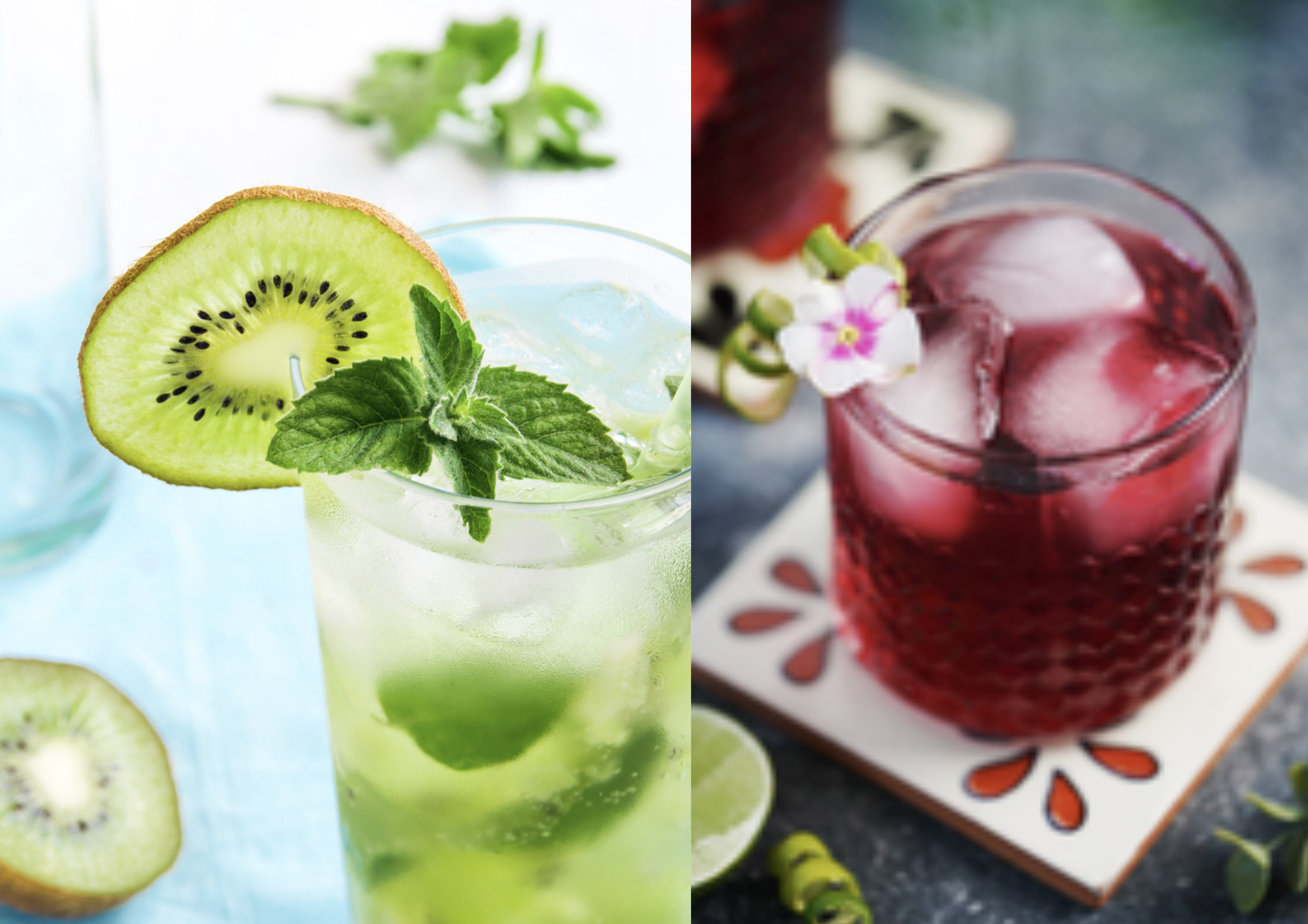 Kiwi Mint Mojito &amp; Rose Hibiscus Margarita