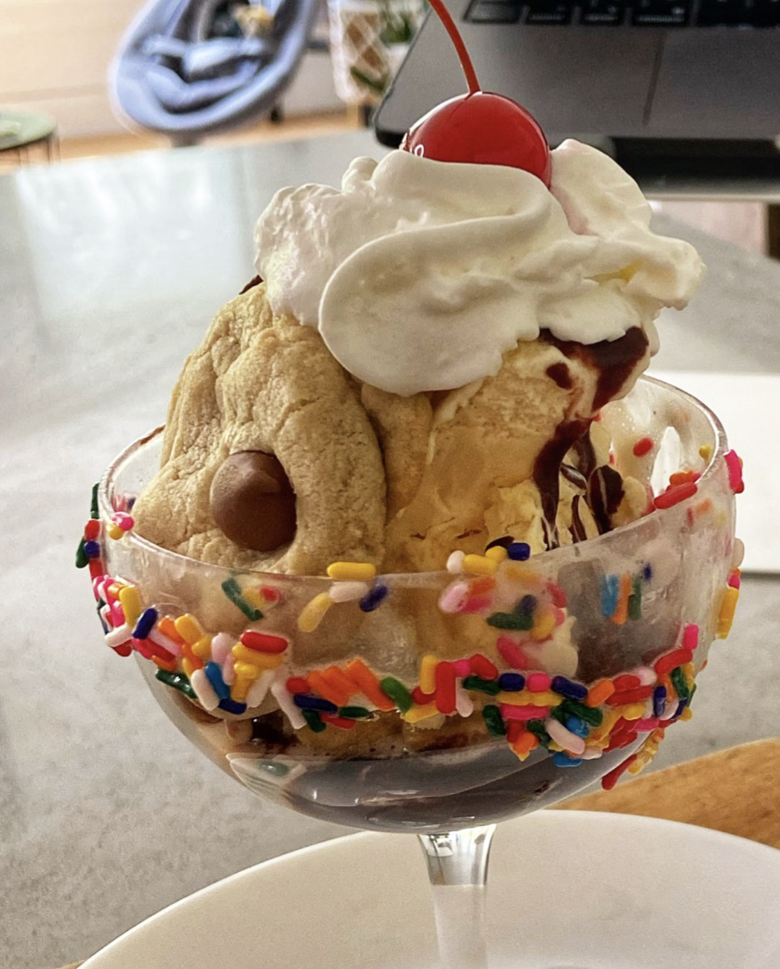 M&amp;M cookie sundae