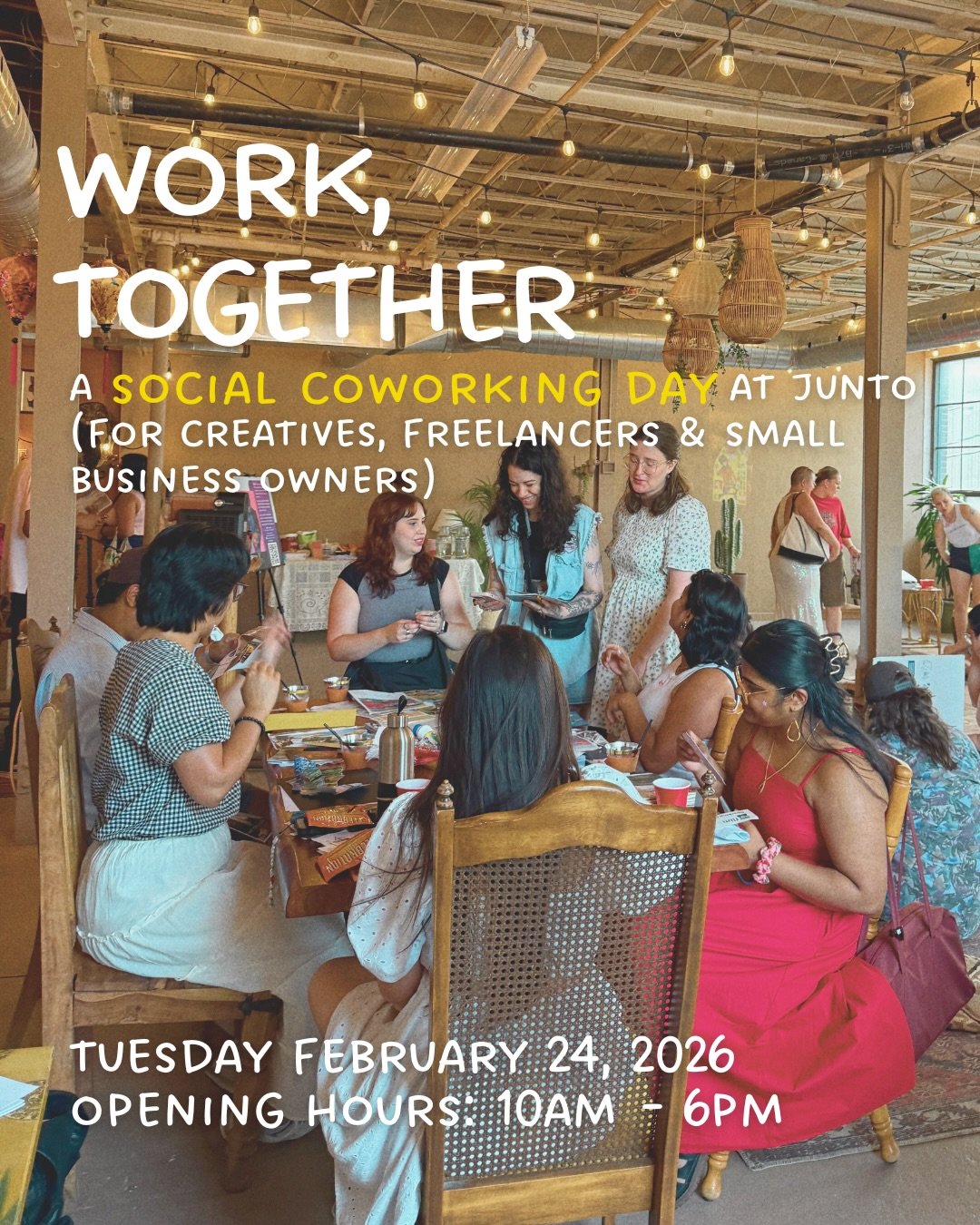 Our next coworking day will be Tuesday February 24!
⠀⠀⠀⠀⠀⠀⠀⠀⠀⠀⠀⠀⠀⠀⠀⠀⠀⠀⠀⠀
Work, Together is a coworking day for creatives, freelancers, and small business owners who want to work alongside other motivated people
⠀⠀⠀⠀⠀⠀⠀⠀⠀⠀⠀⠀⠀⠀⠀⠀⠀⠀⠀⠀
Come spend the day
