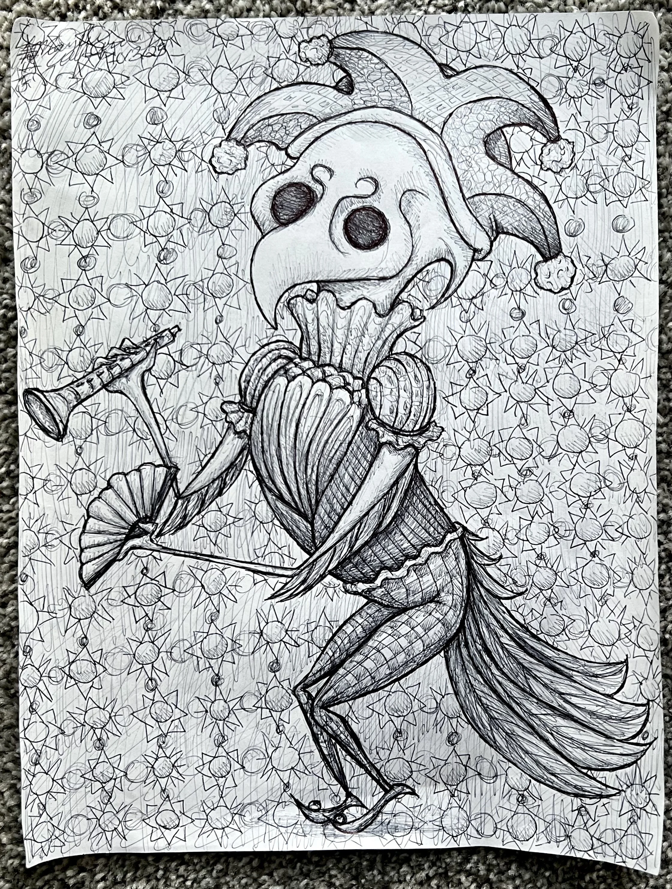 Music Man, 2025, pen on paper, 8.5" x 11"