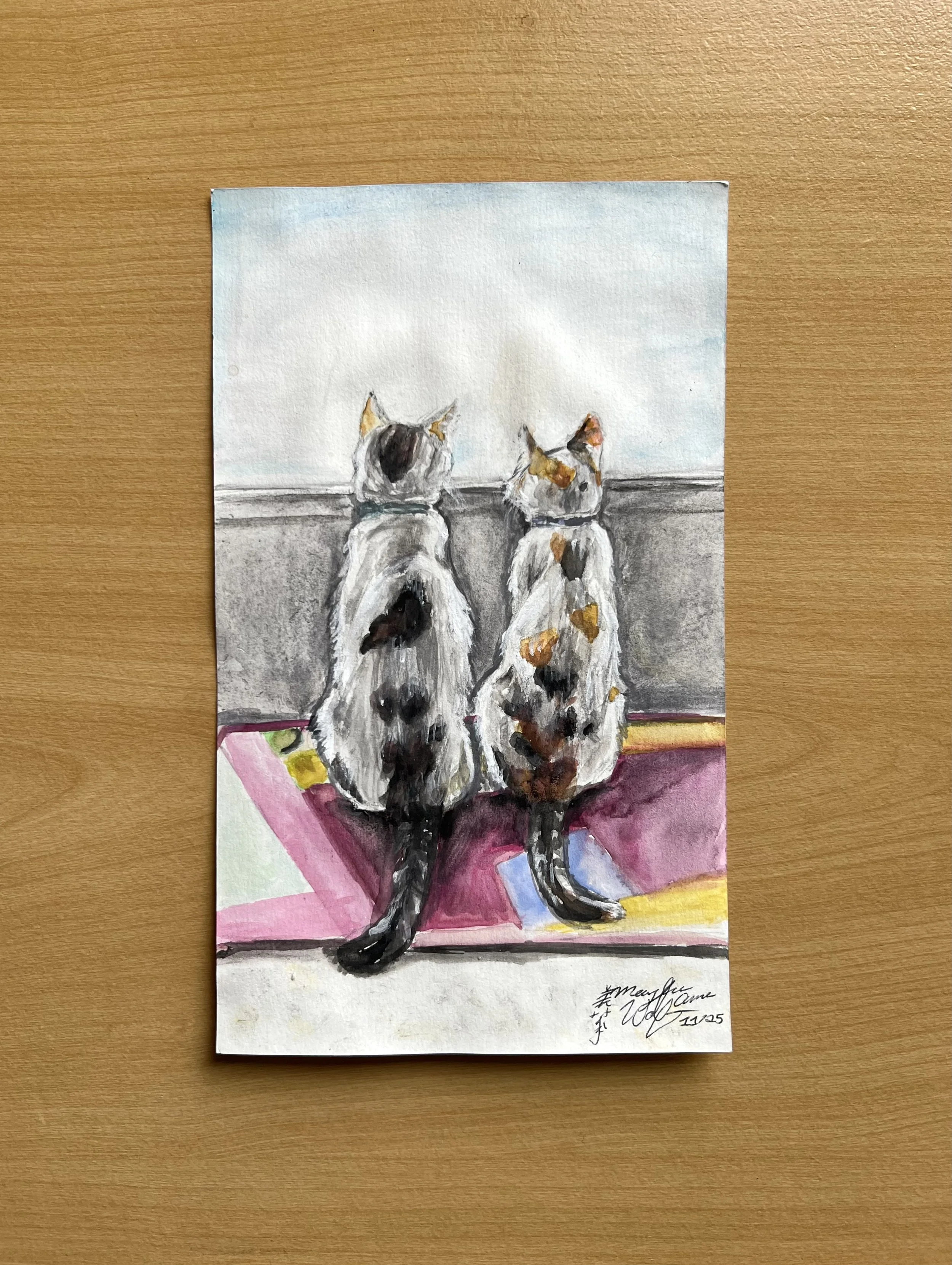 Harry & Sally, 2025, watercolor on paper, 6" x 8.5"