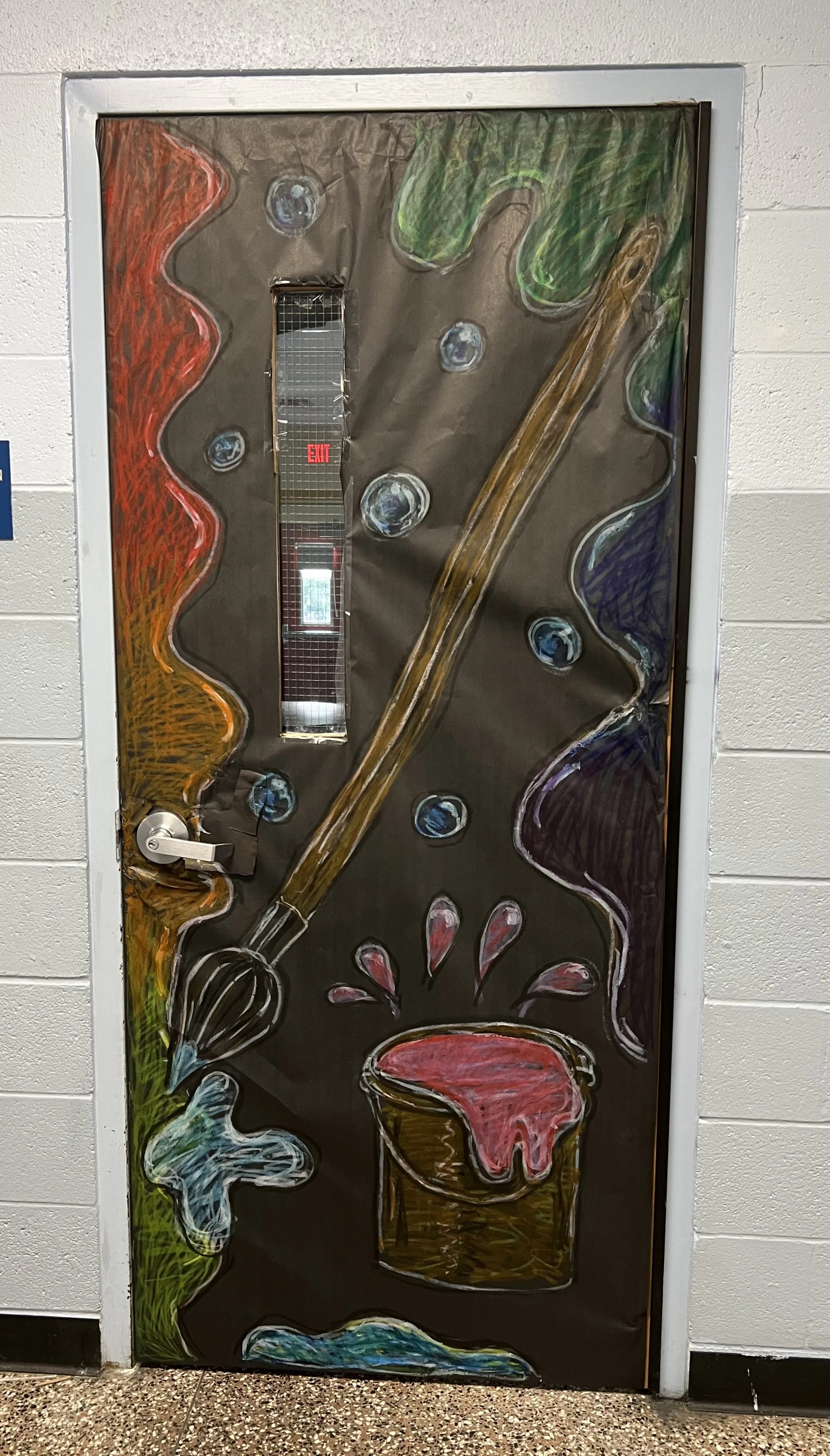 Door 5, 2025, tempera sticks on paper