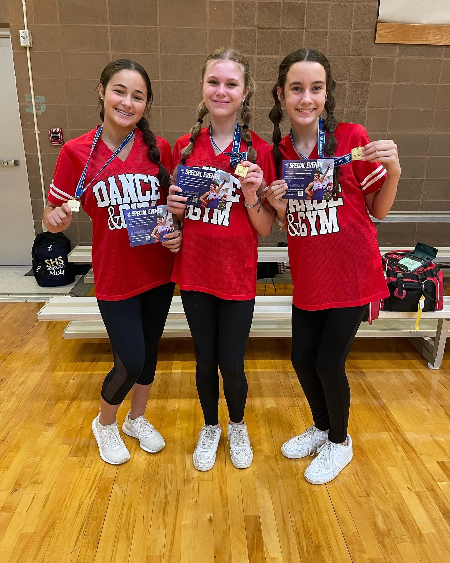 ❤️ Four Dance &amp; Gym students attended UDA dance camp last week. ✨ These girls did an amazing job! ✨ They won the spirit stick every night and drill down ribbons! ❤️

⭐️ Three of the girls competed for All American Dancer and won! ⭐️ These girls w