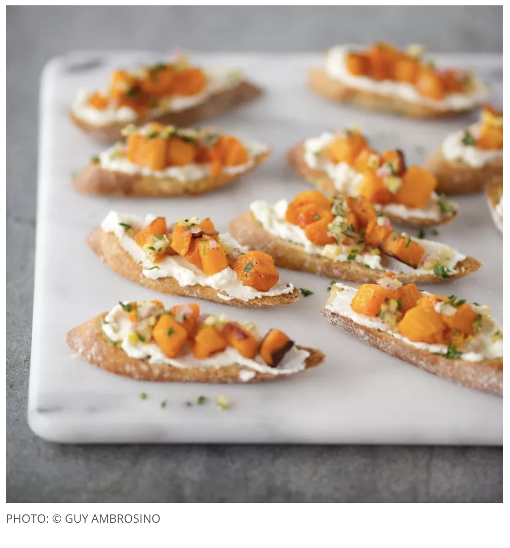 Crostini with Roasted Butternut Squash, Ricotta, and Preserved Lemon