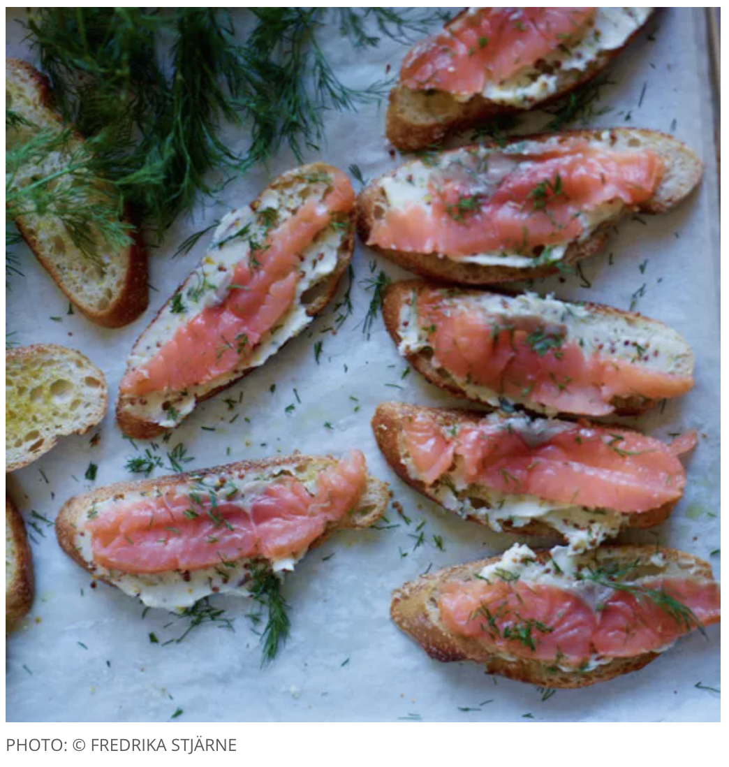 Smoked Salmon Toasts with Mustard Butter