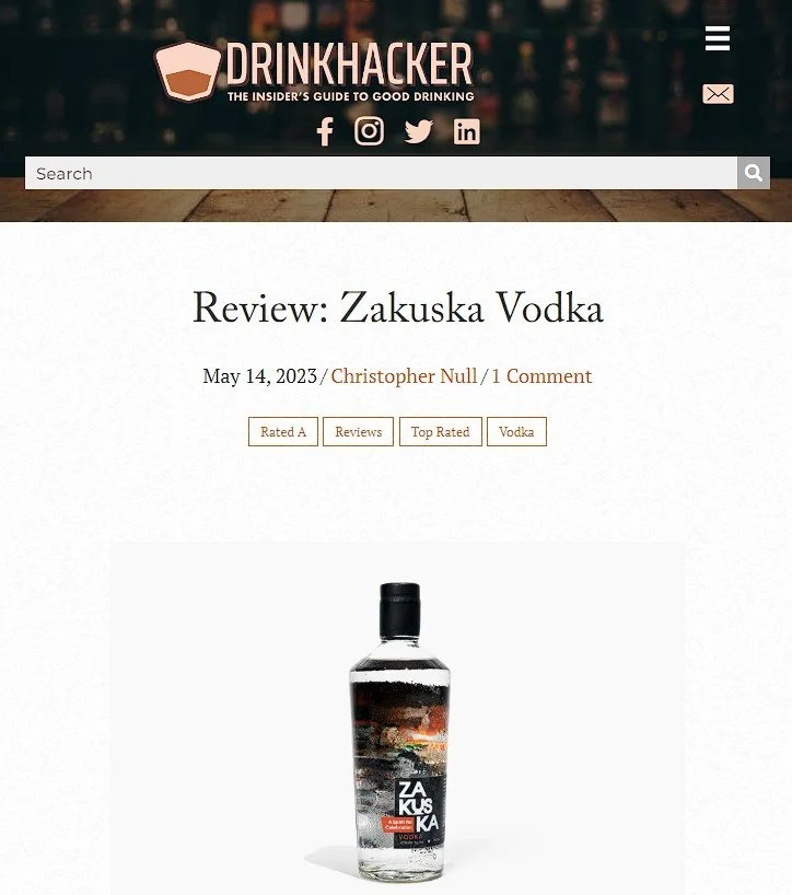 Drink Hacker review Zakuska Vodka